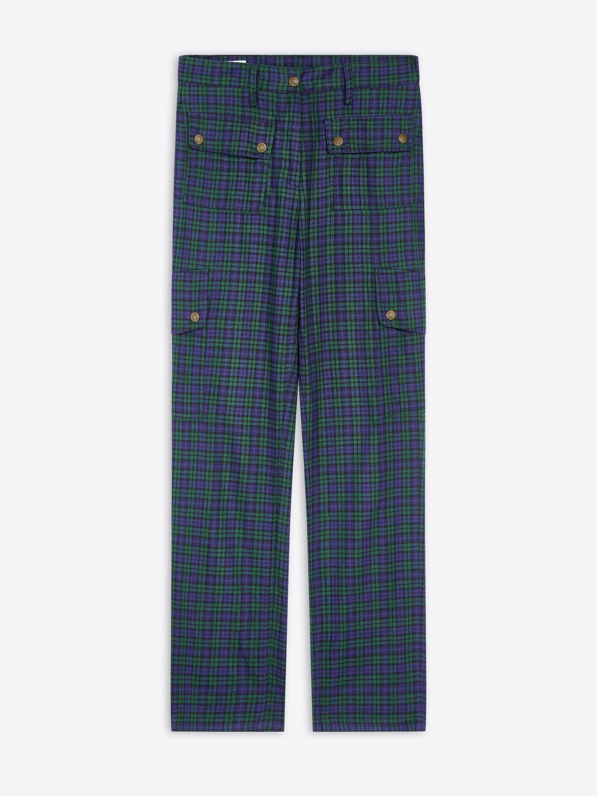 SLIM LEG COTTON FLANNEL PANTS - 1