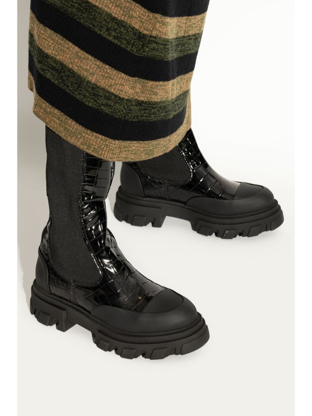 50mm crocodile-embossed knee-high boots - 2
