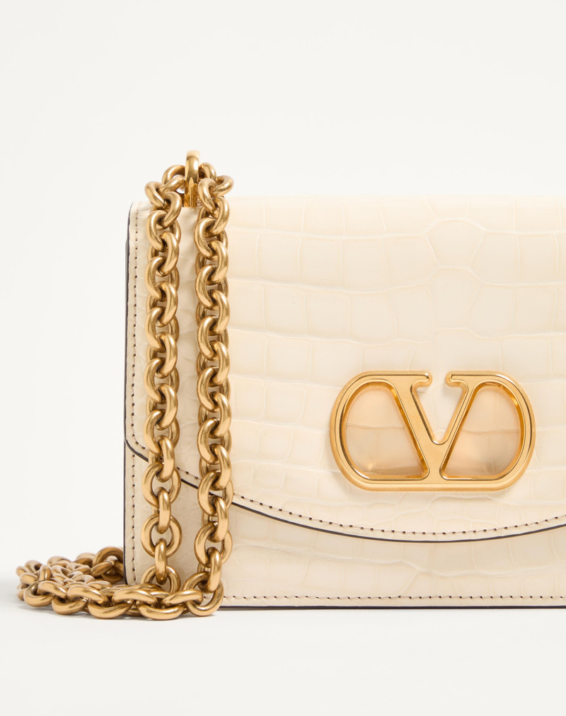 Valentino VALENTINO GARAVANI VAIN SMALL SHOULDER BAG IN CROCODILE LEATHER outlook