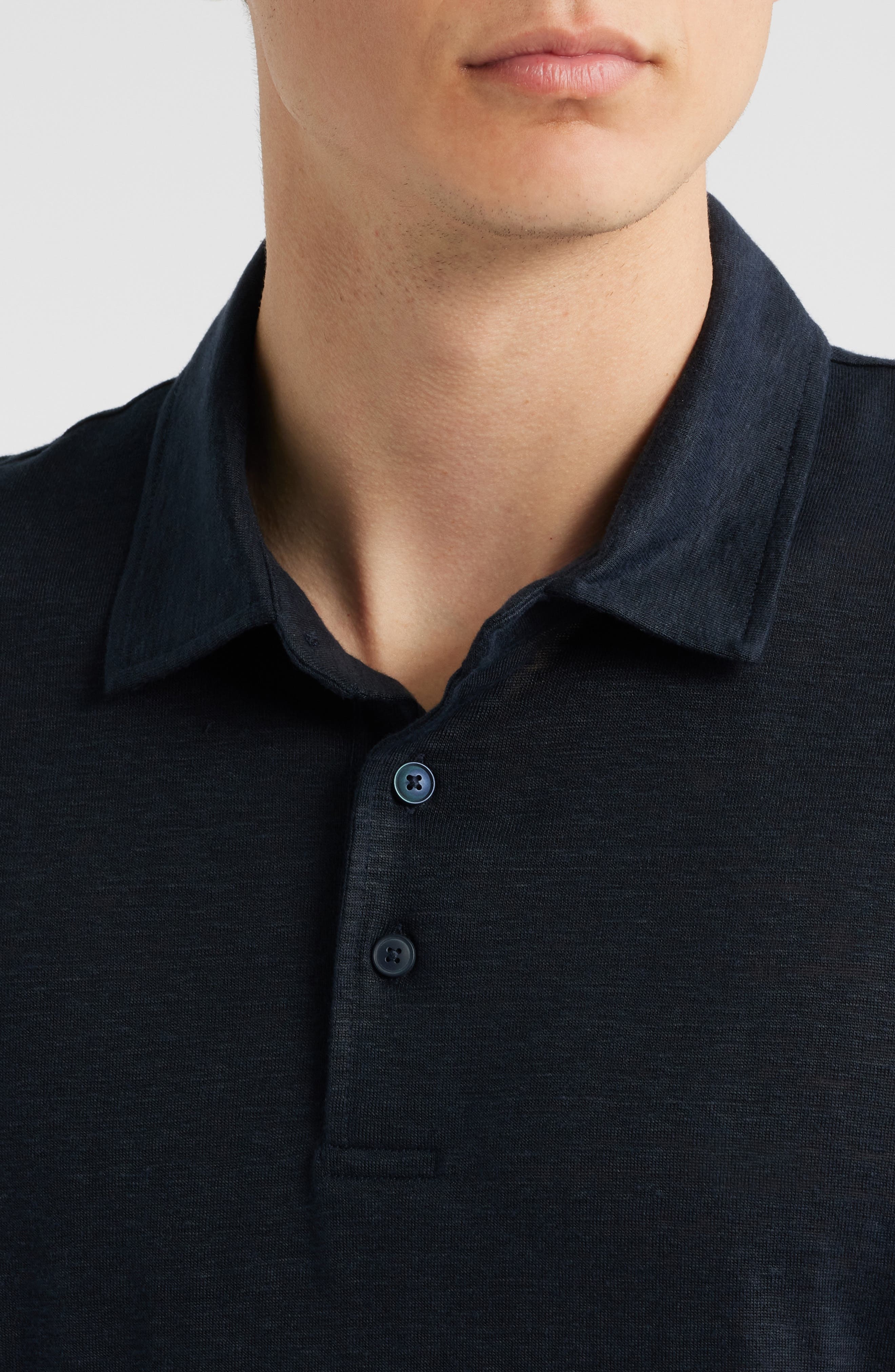 BOSS Parris Linen Polo in Dark Blue at Nordstrom - 4