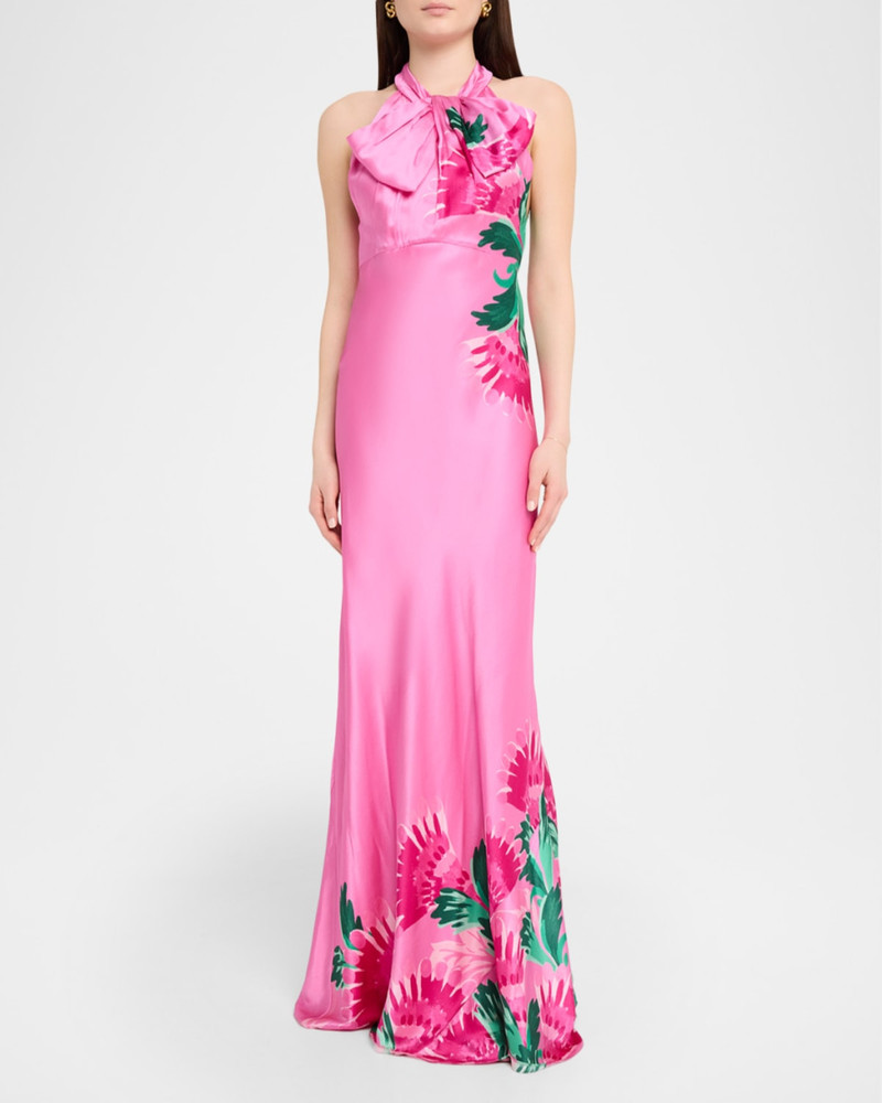 SALONI Suzette Tie-Neck Maxi Dress outlook