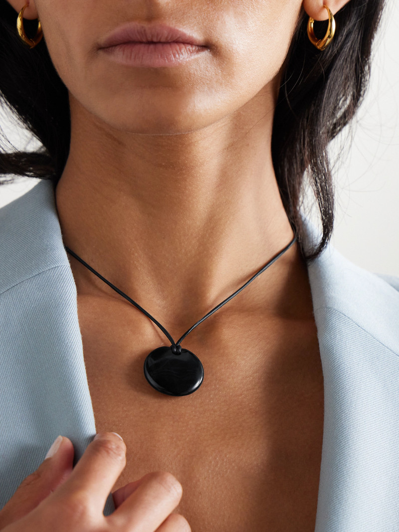 Sophie Buhai Small Full Moon Silver, Cord And Onyx Necklace outlook