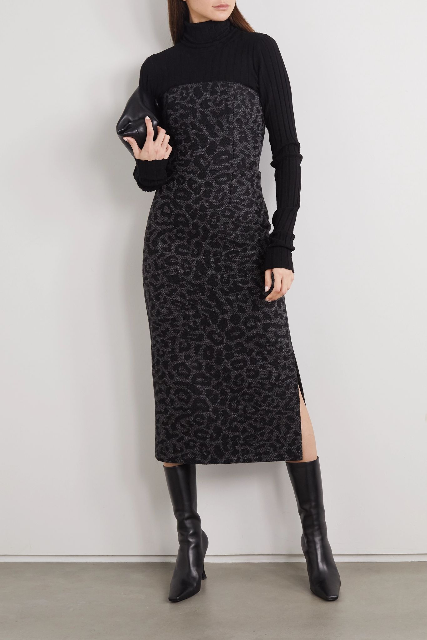 Strapless leopard-jacquard wool midi dress - 2