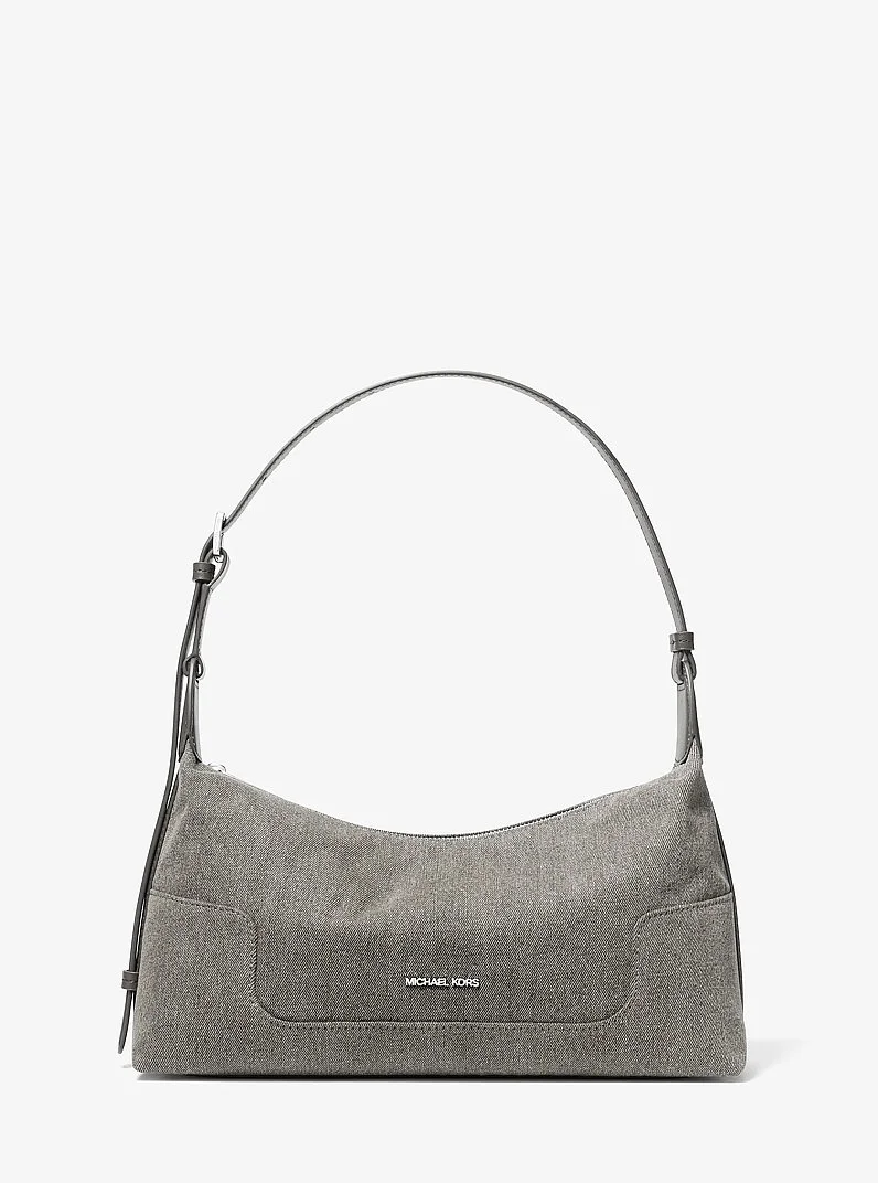 Teddi Medium Washed Denim Shoulder Bag - 1