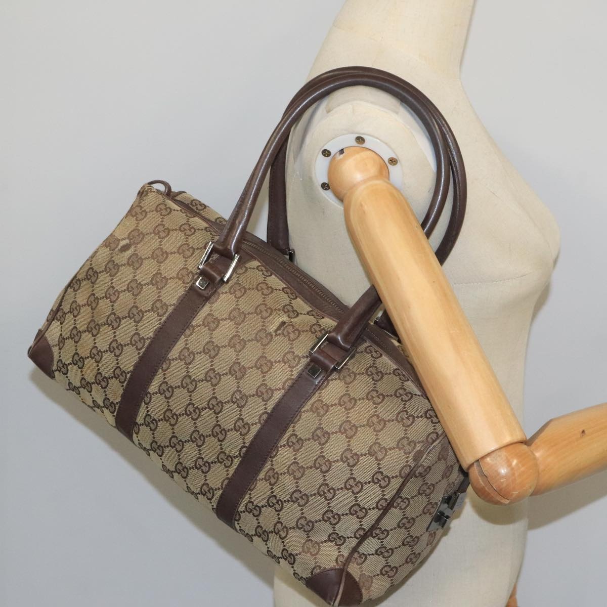 GUCCI GG Canvas Hand Bag Beige Brown Silver 000 000 - 15