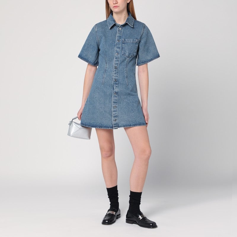 【関税&送料込】Ami Paris Mini Dress Ami De Coeur In Denim AMI Paris MINI DRESS AMI DE COEUR IN DENIM | netdressed
