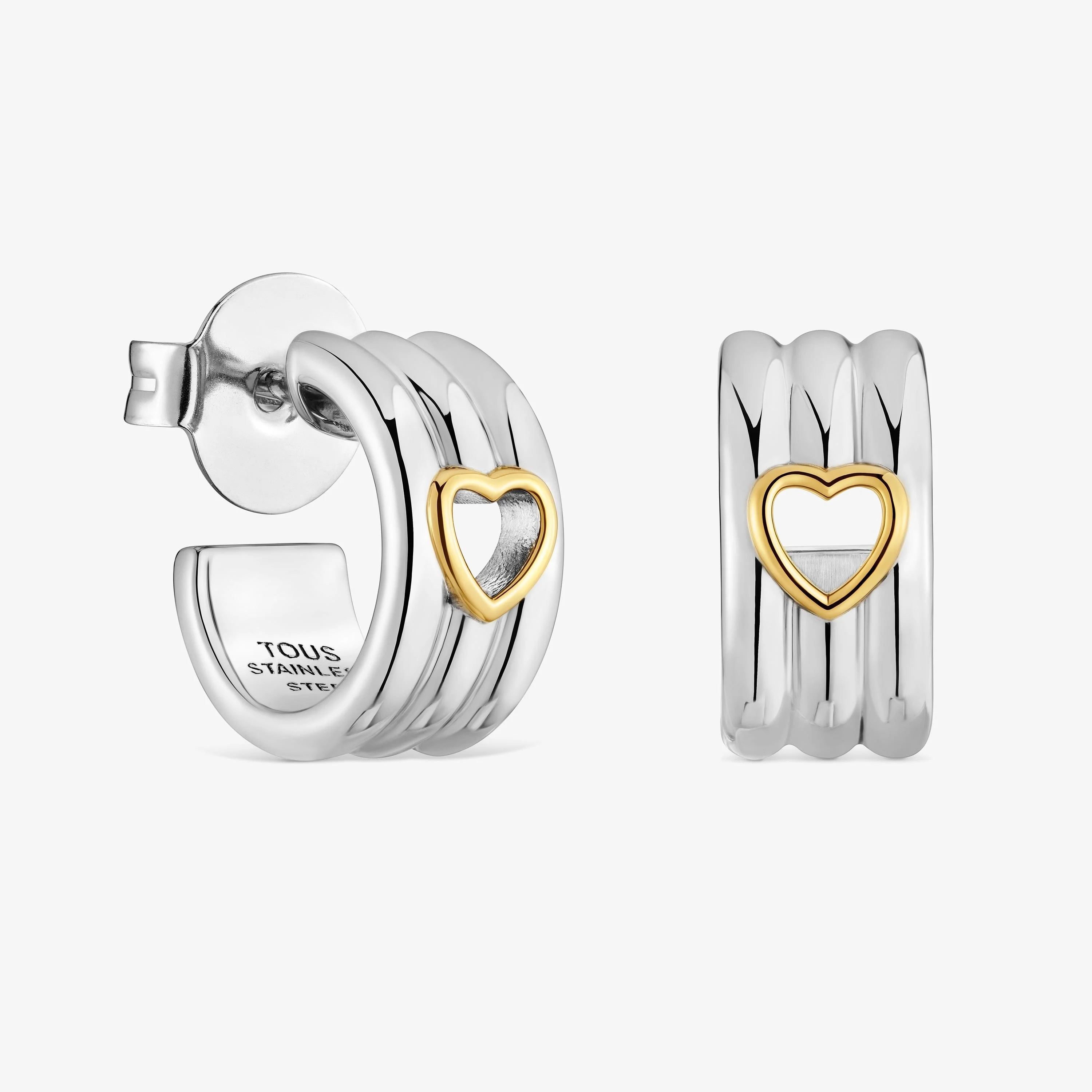 14-mm steel Hoop earrings with two-tone heart TOUS Galia - 1
