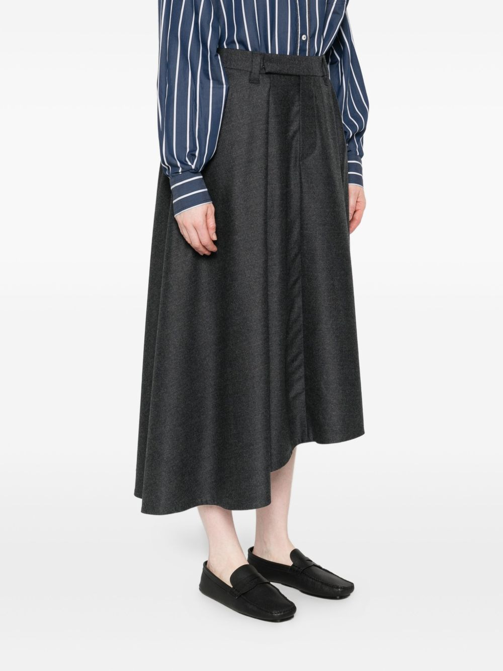 pleated asymmetric skirt - 3