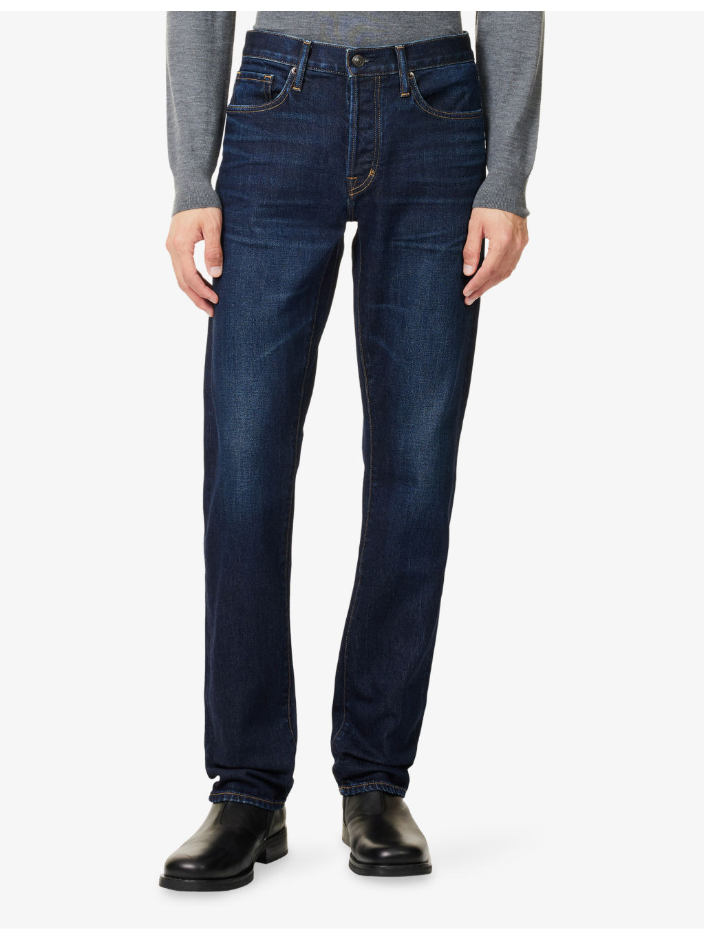 Regular-Fit Straight-Leg Denim Blend Jeans - 3