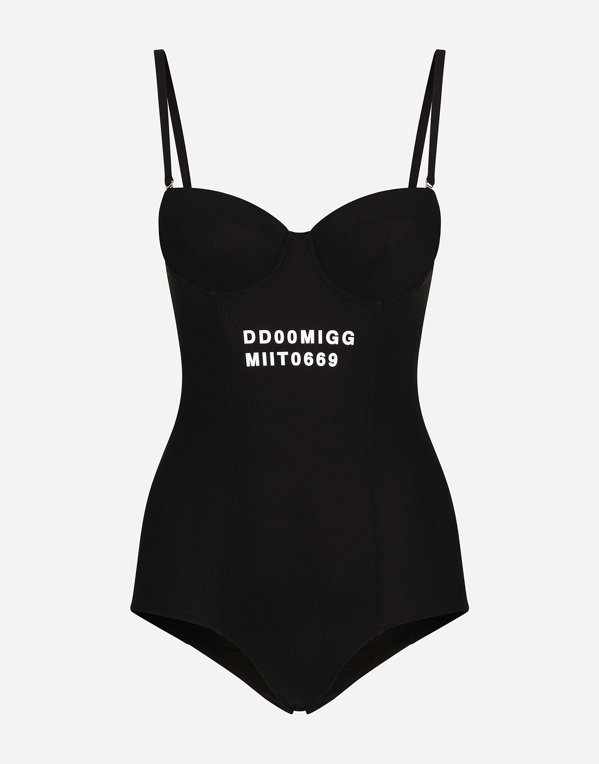One-piece balconette swimsuit with DGVIB3 print - 1