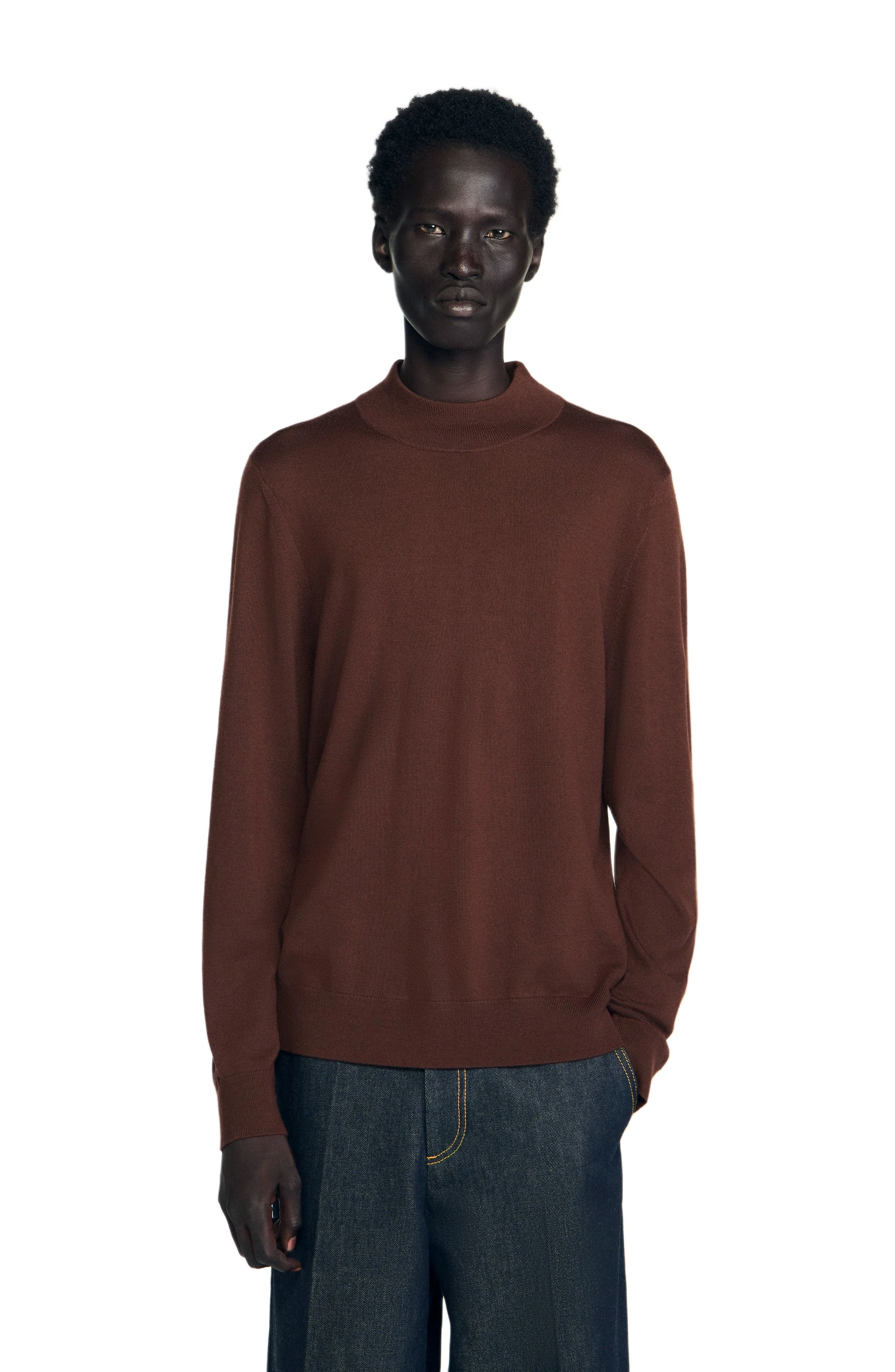 SANDRO Wool sweater with a high collar in Cognac at Nordstrom - 1
