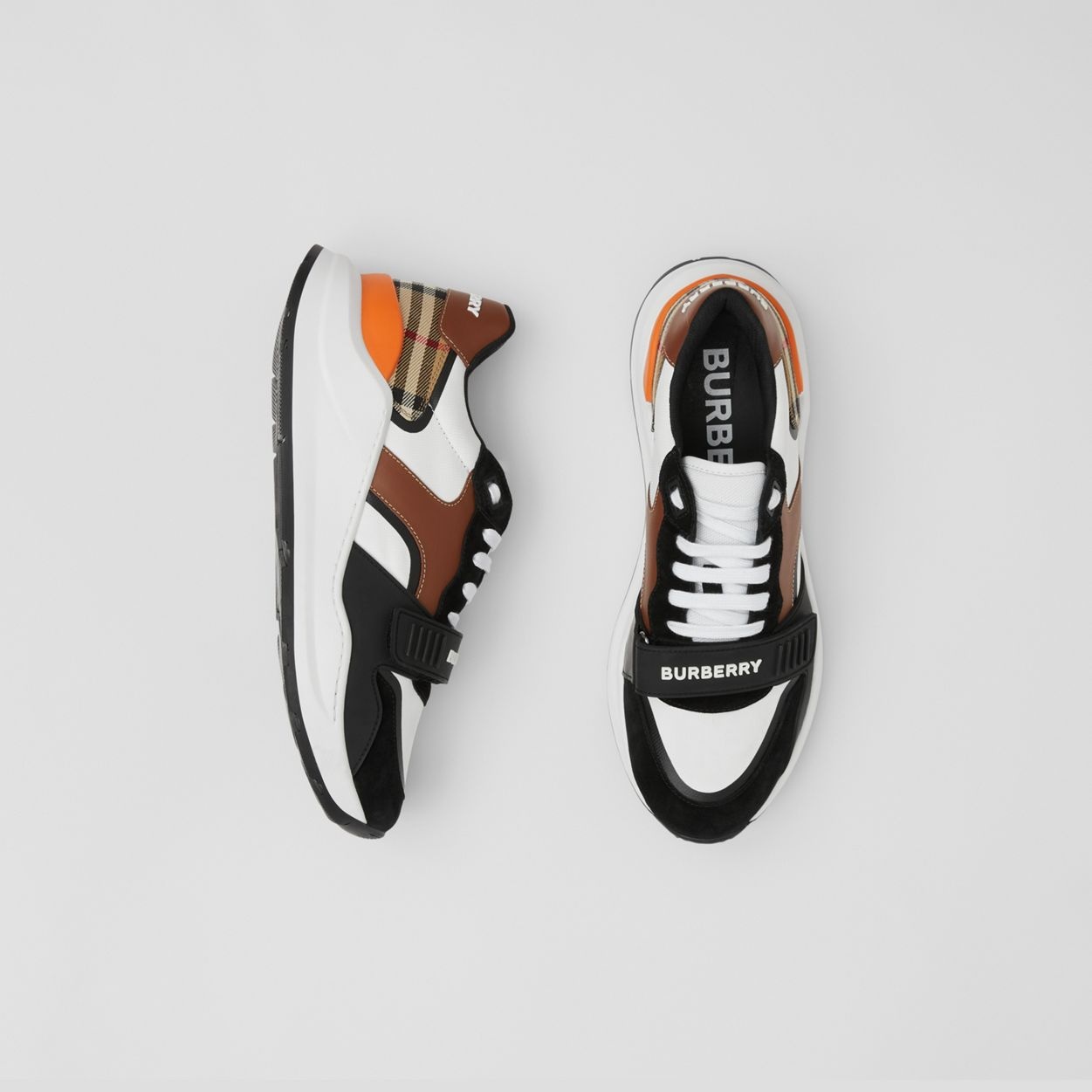 Leather, Suede and Vintage Check Sneakers - 1