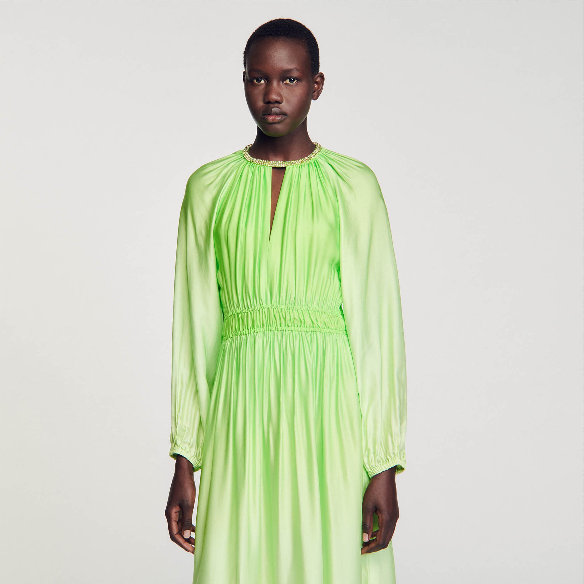 Maxi dress with rhinestone neckline - 5