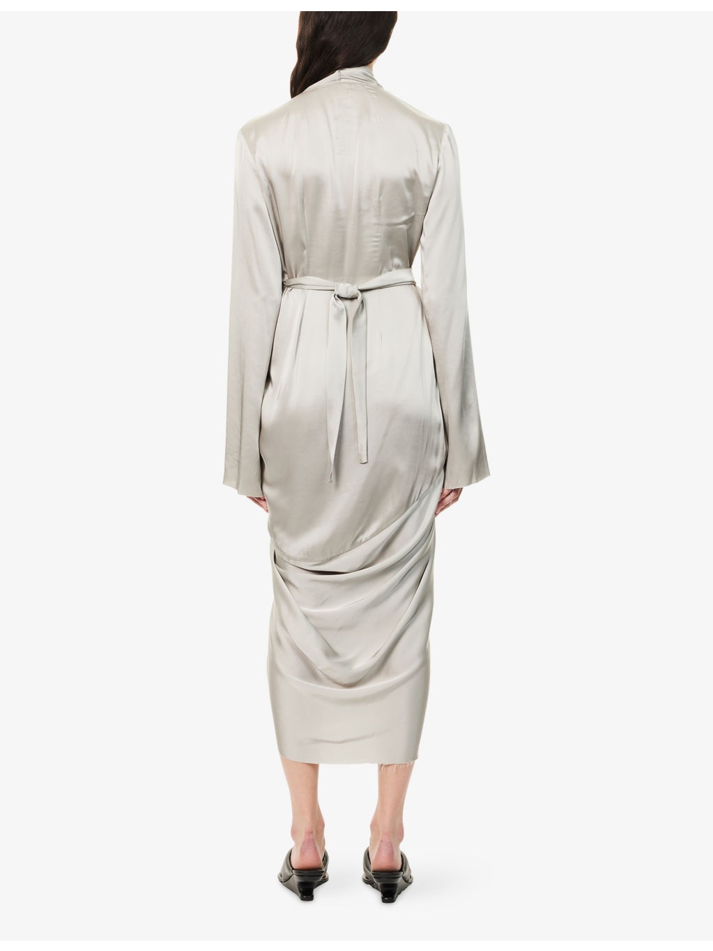 Wrap V-Neck Woven Midi Dress - 4