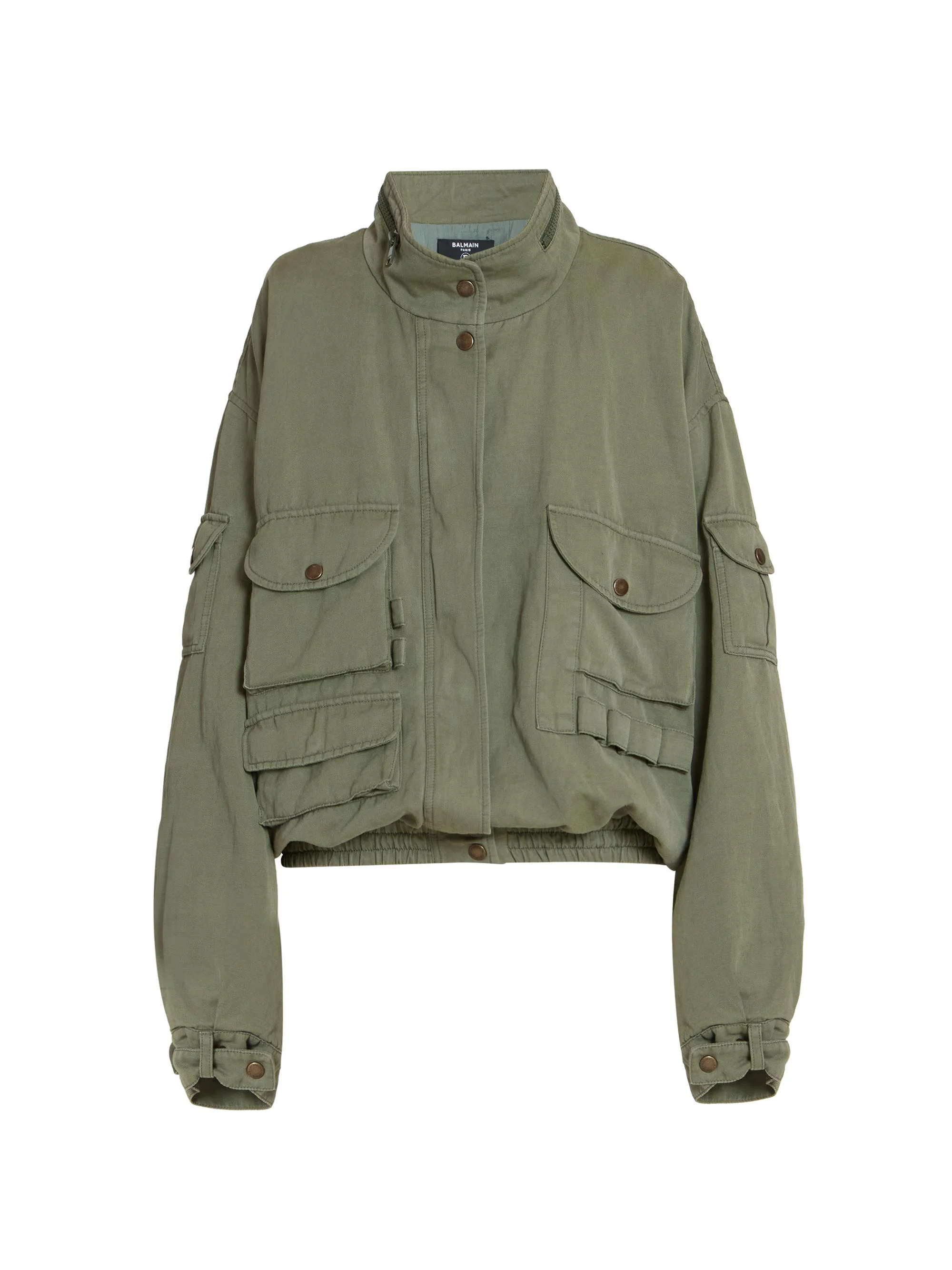Women's Twill Cotton Bomber Jacket - Vert - 1