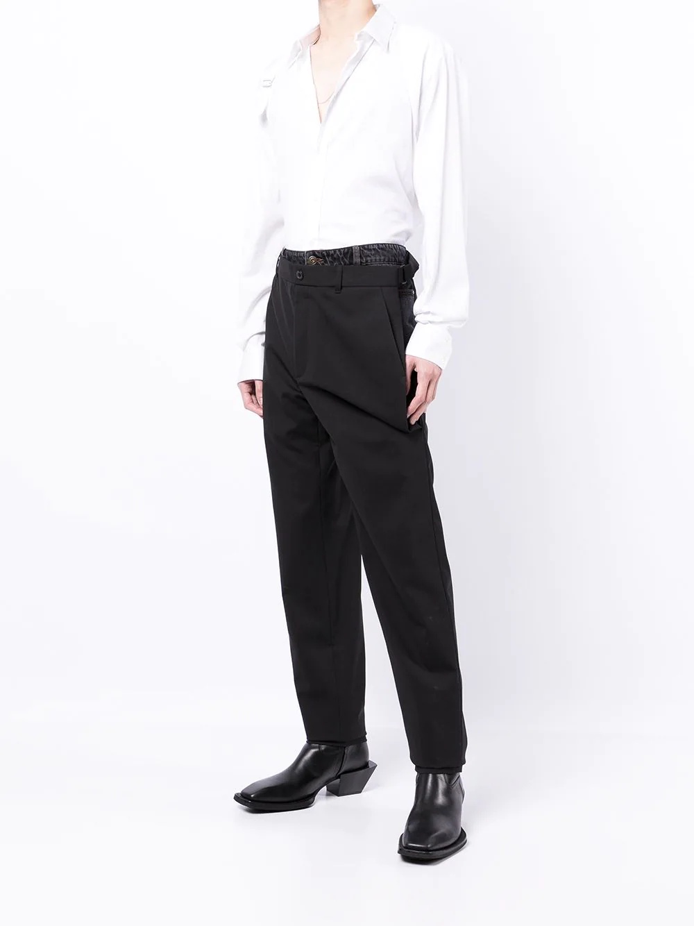 double-waistband straight leg trousers - 2