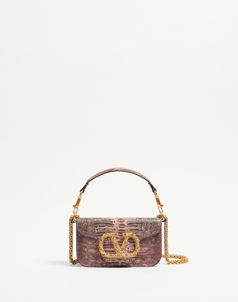 VALENTINO GARAVANI LOCÒ SMALL SHOULDER BAG IN TEJUS WITH JEWEL LOGO 1