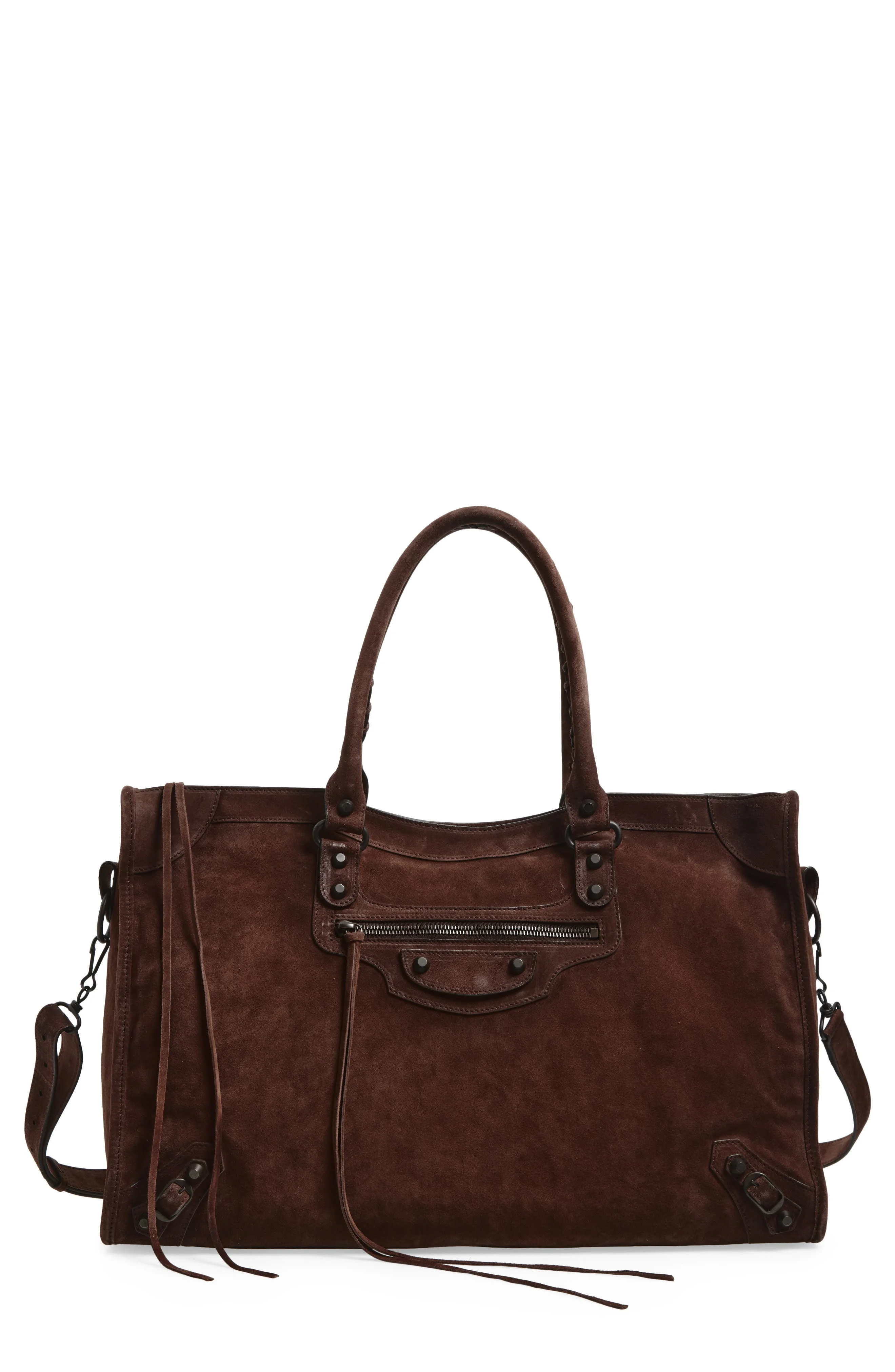 Balenciaga Large Le City Suede Satchel in 2308 Light Espresso at Nordstrom - 1