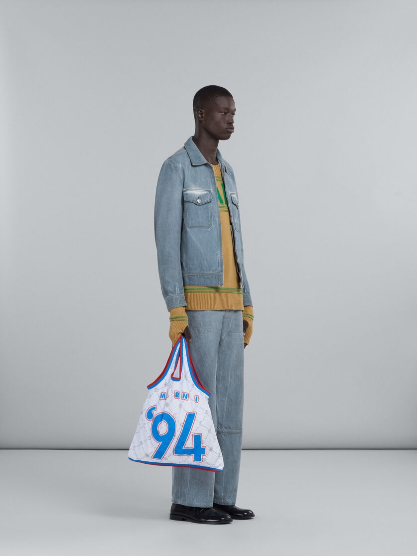 DARK YELLOW COTTON-KNIT SWEATER WITH INLAID LOGO - 5