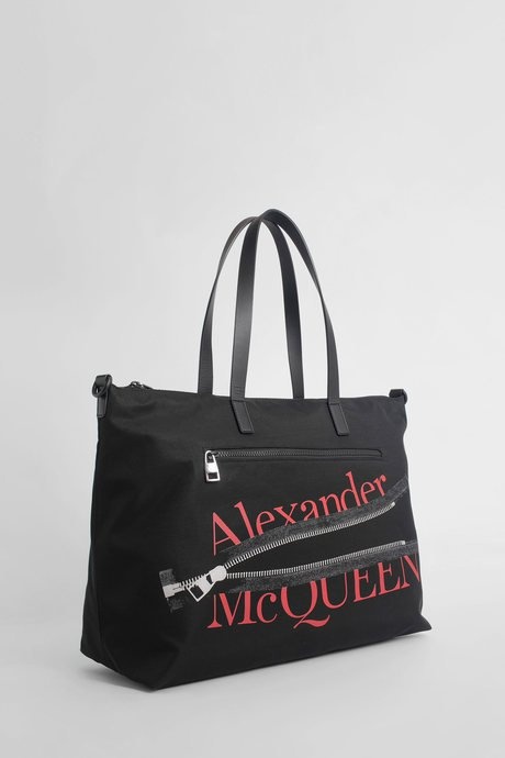 Alexander mcqueen men's black zipped logo tote bag - 2