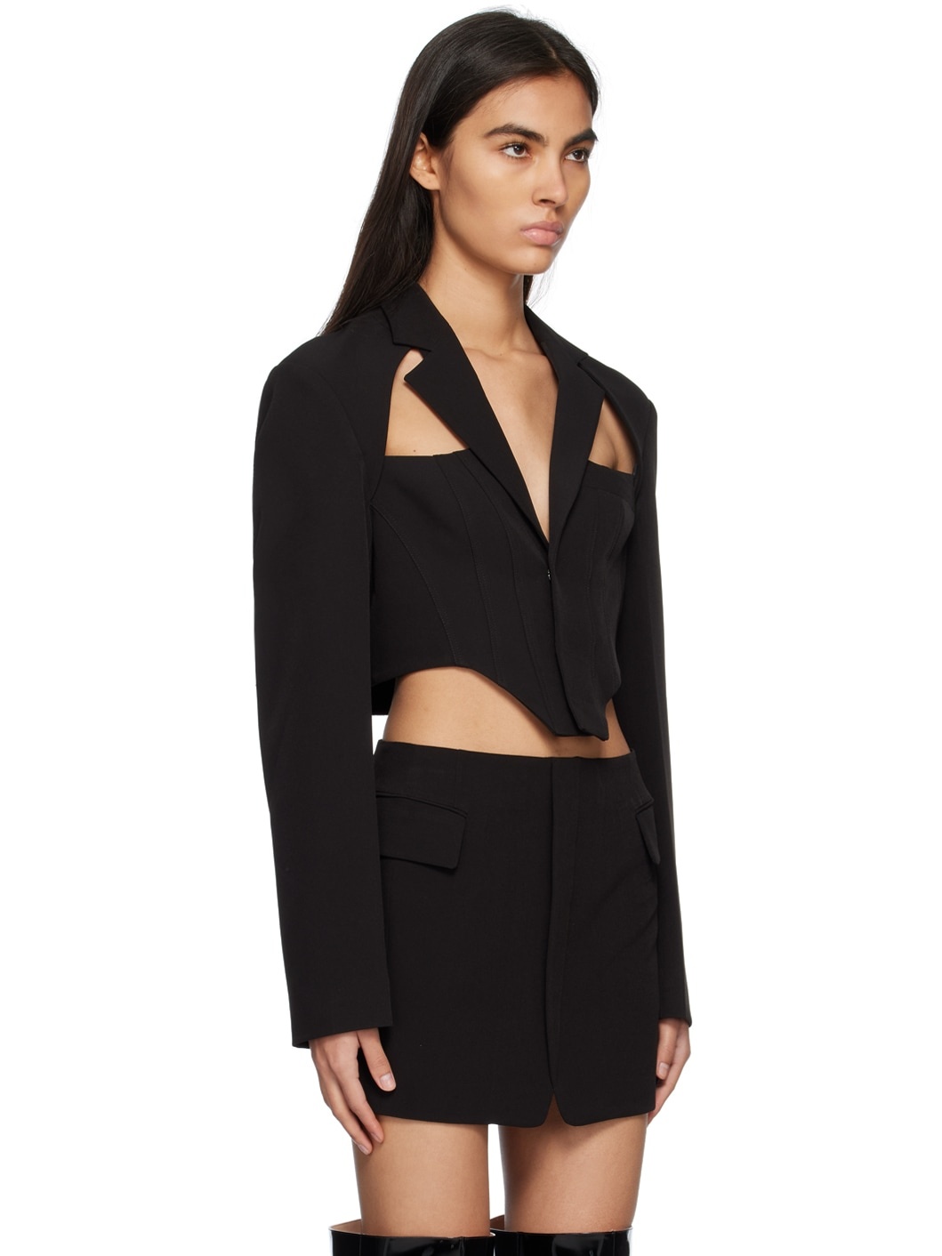 Black Cutout Blazer - 2