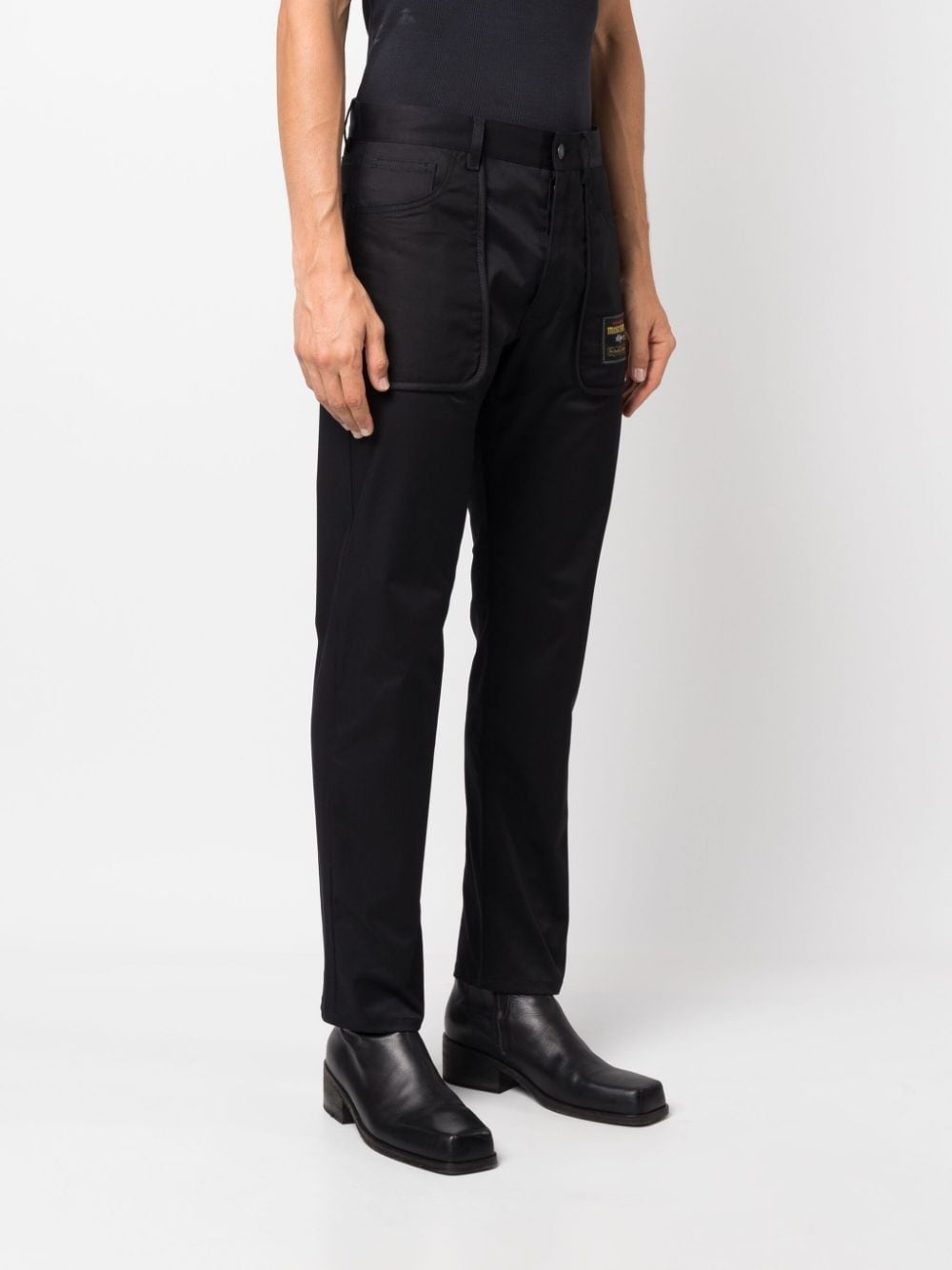 logo-patch straight-leg trousers - 3