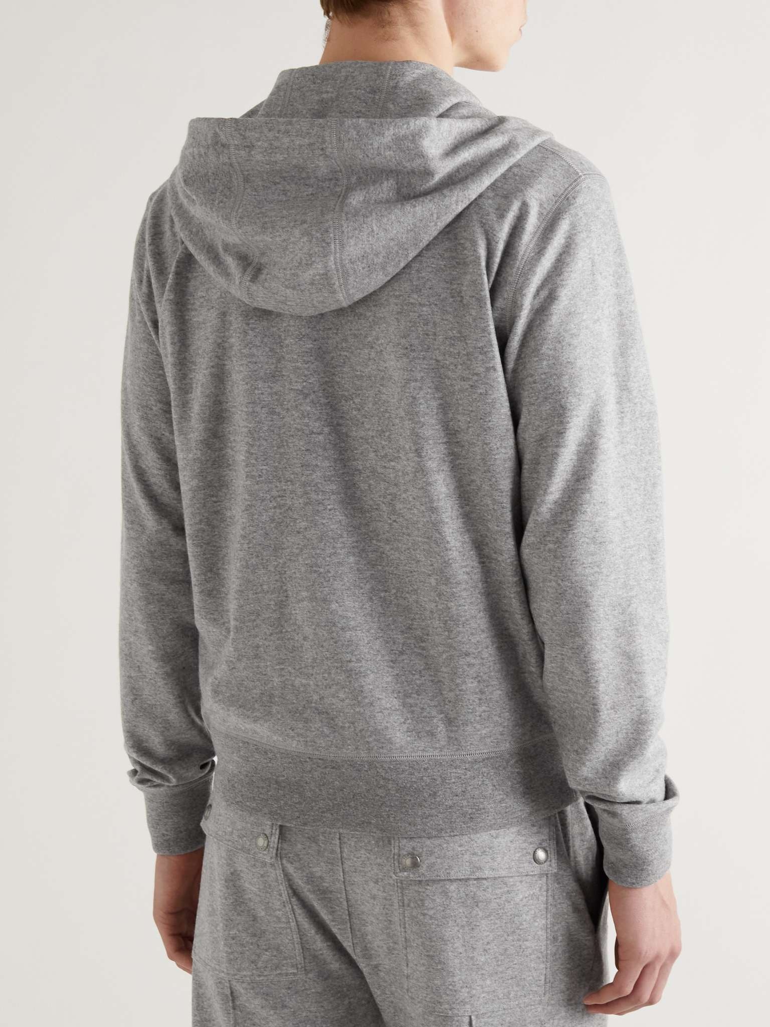 Brushed Cashmere-Jersey Zip-Up Hoodie - 4