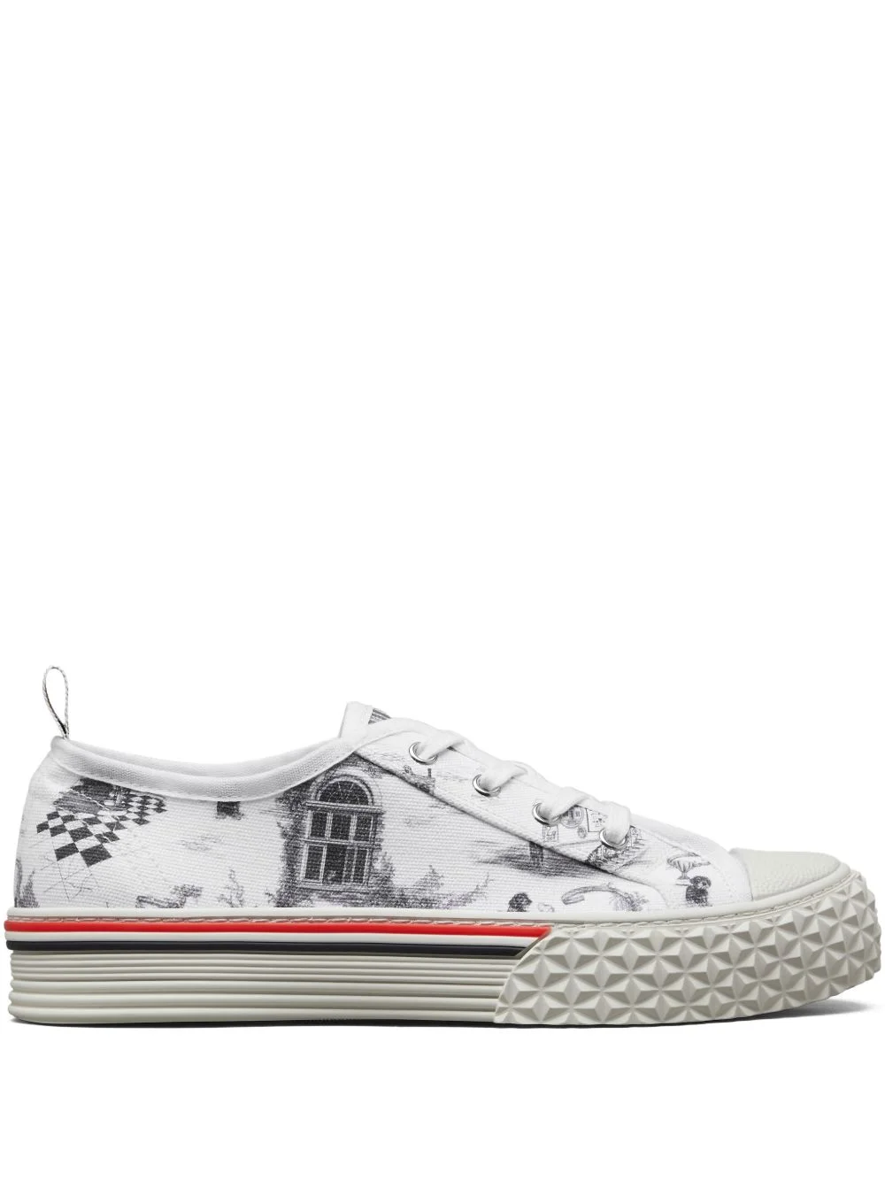 toile-print low-top sneakers - 1