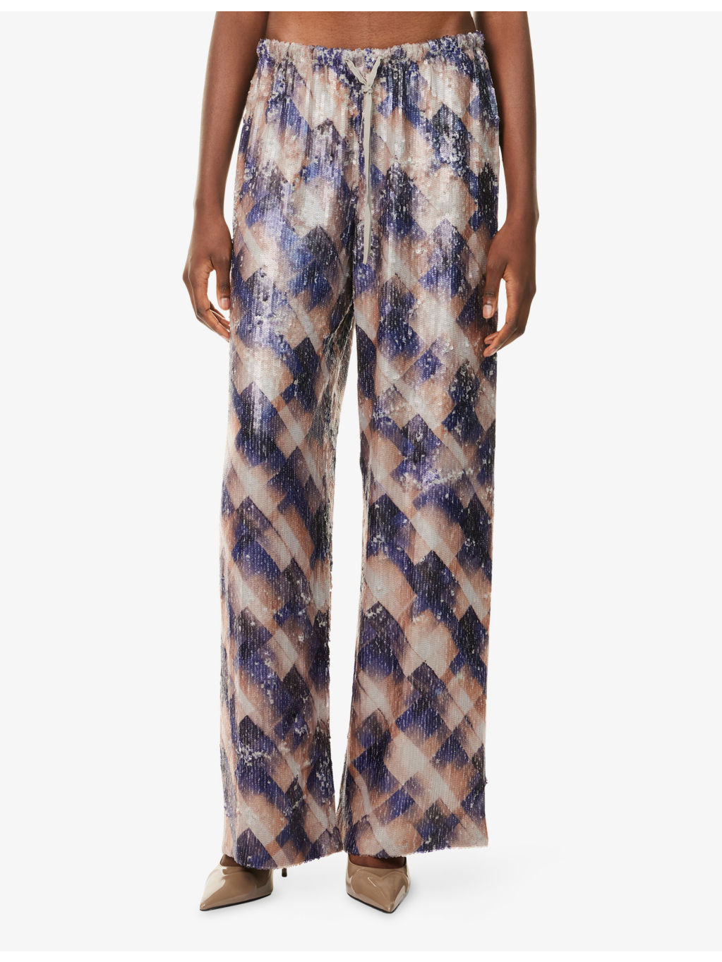 Sequin Drawstring Woven Trousers - 3