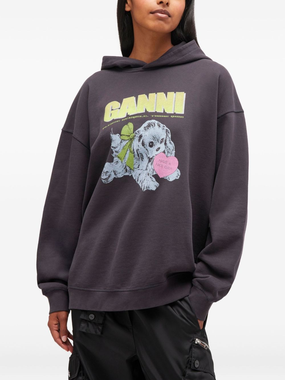 Puppy-print hooded sweatshirt - 3