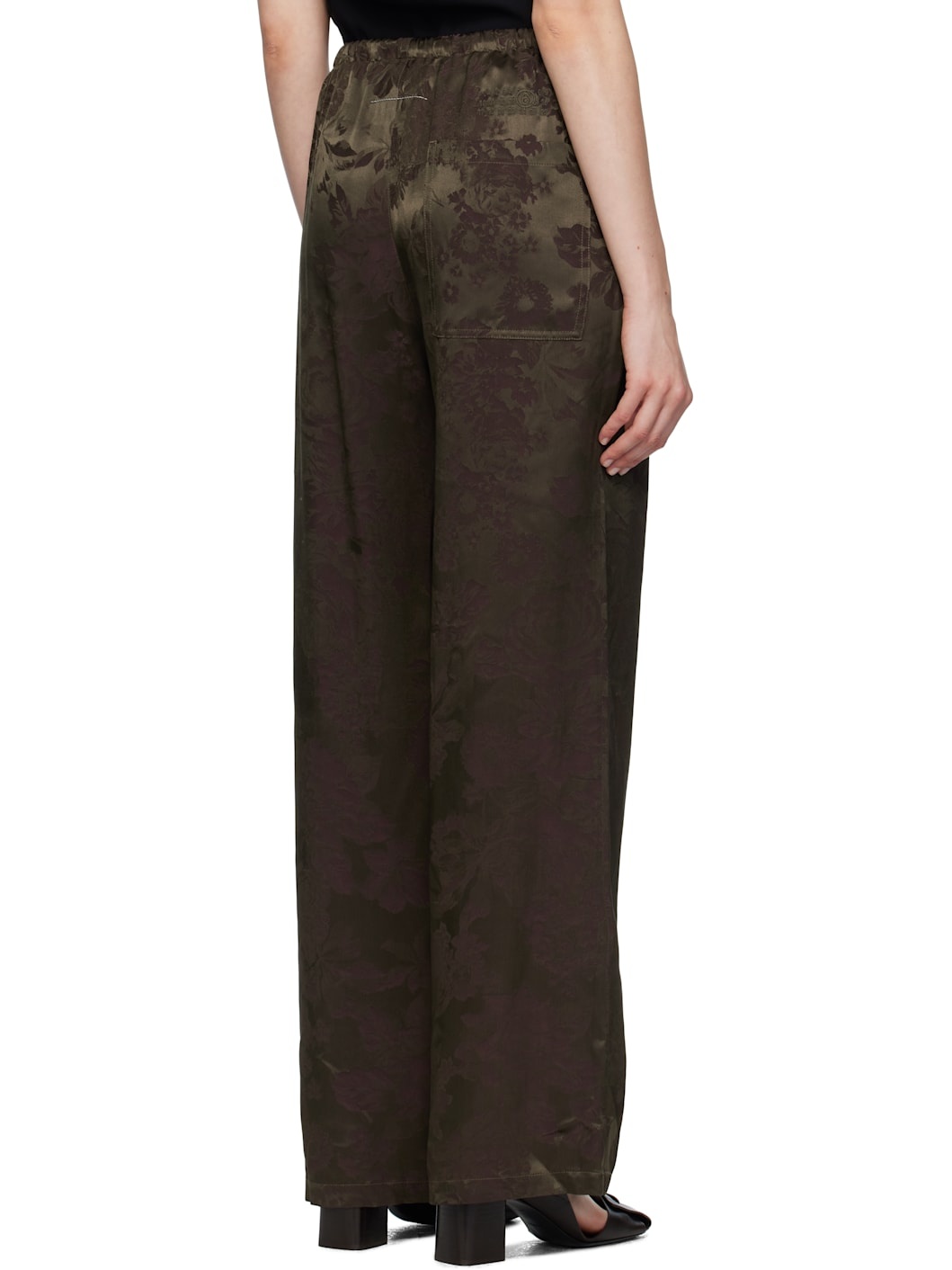 Khaki & Burgundy Jacquard Trousers - 3