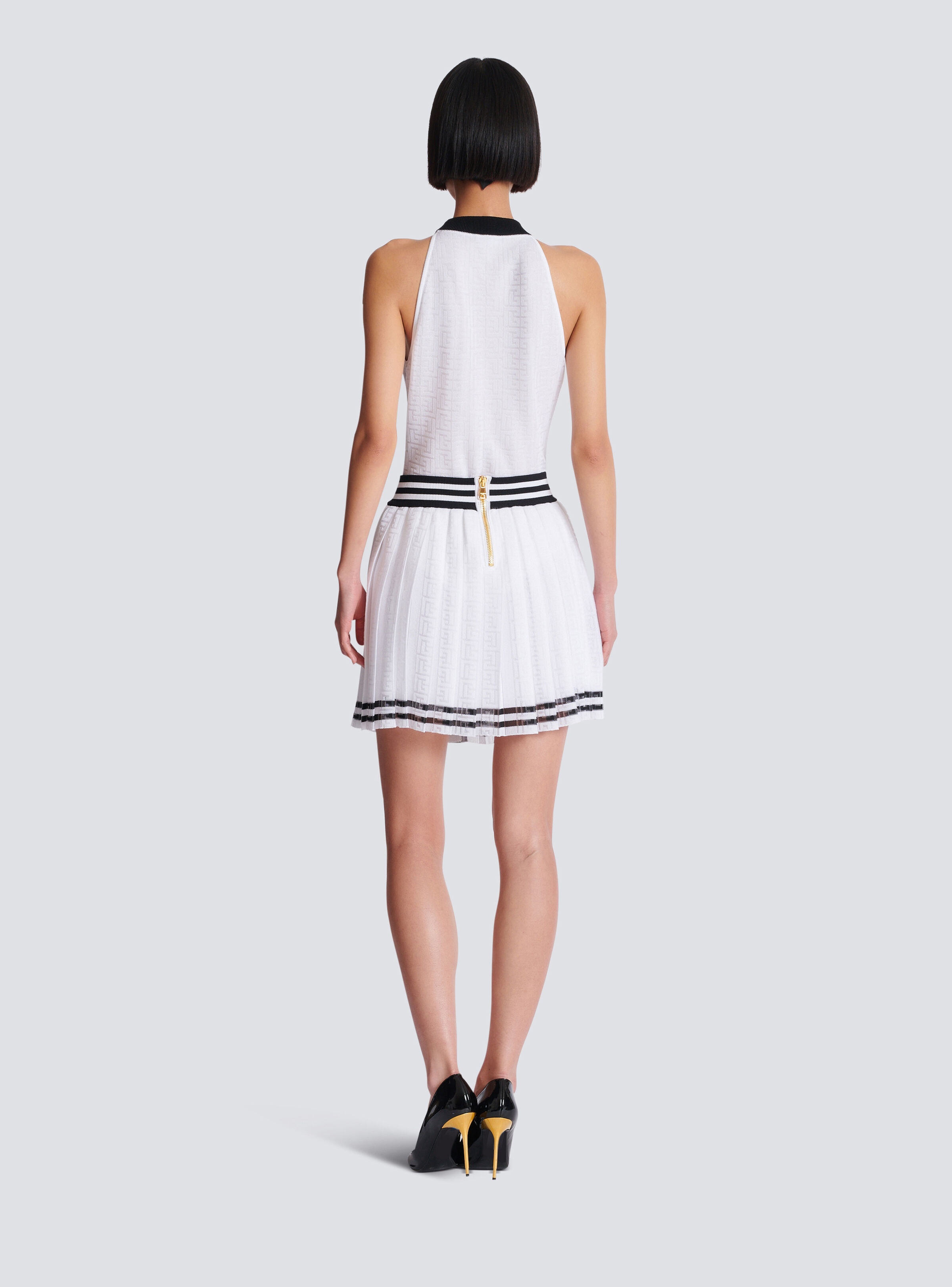Pleated monogrammed knit skirt - 4