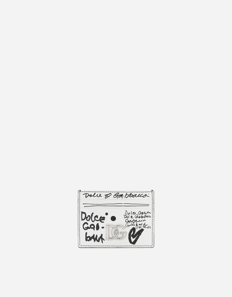 Calfskin card holder with logo print 1