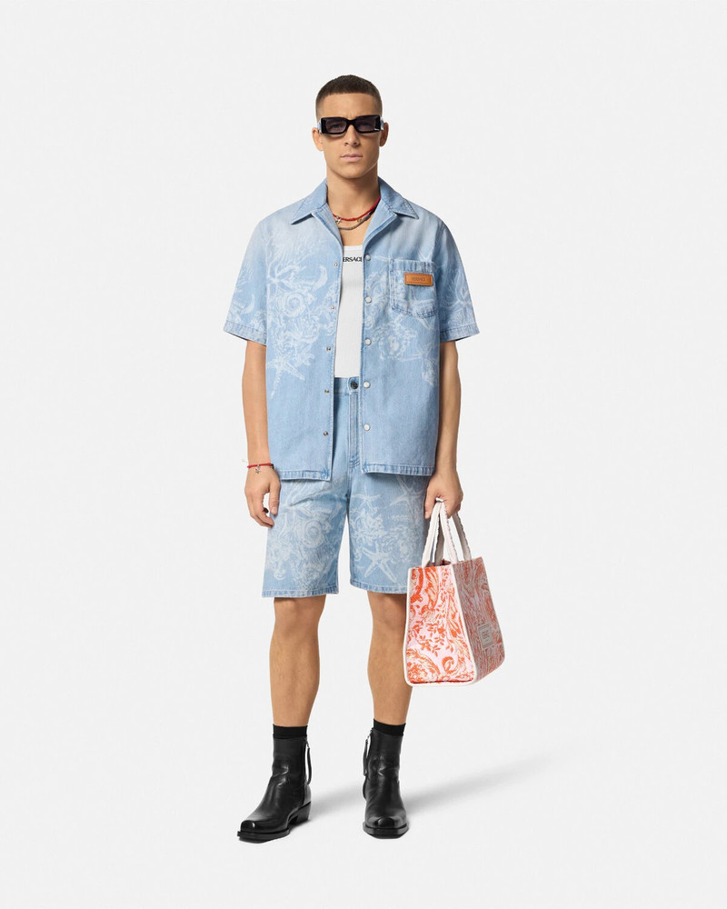 VERSACE Lasered Barocco Sea Denim Overshirt outlook