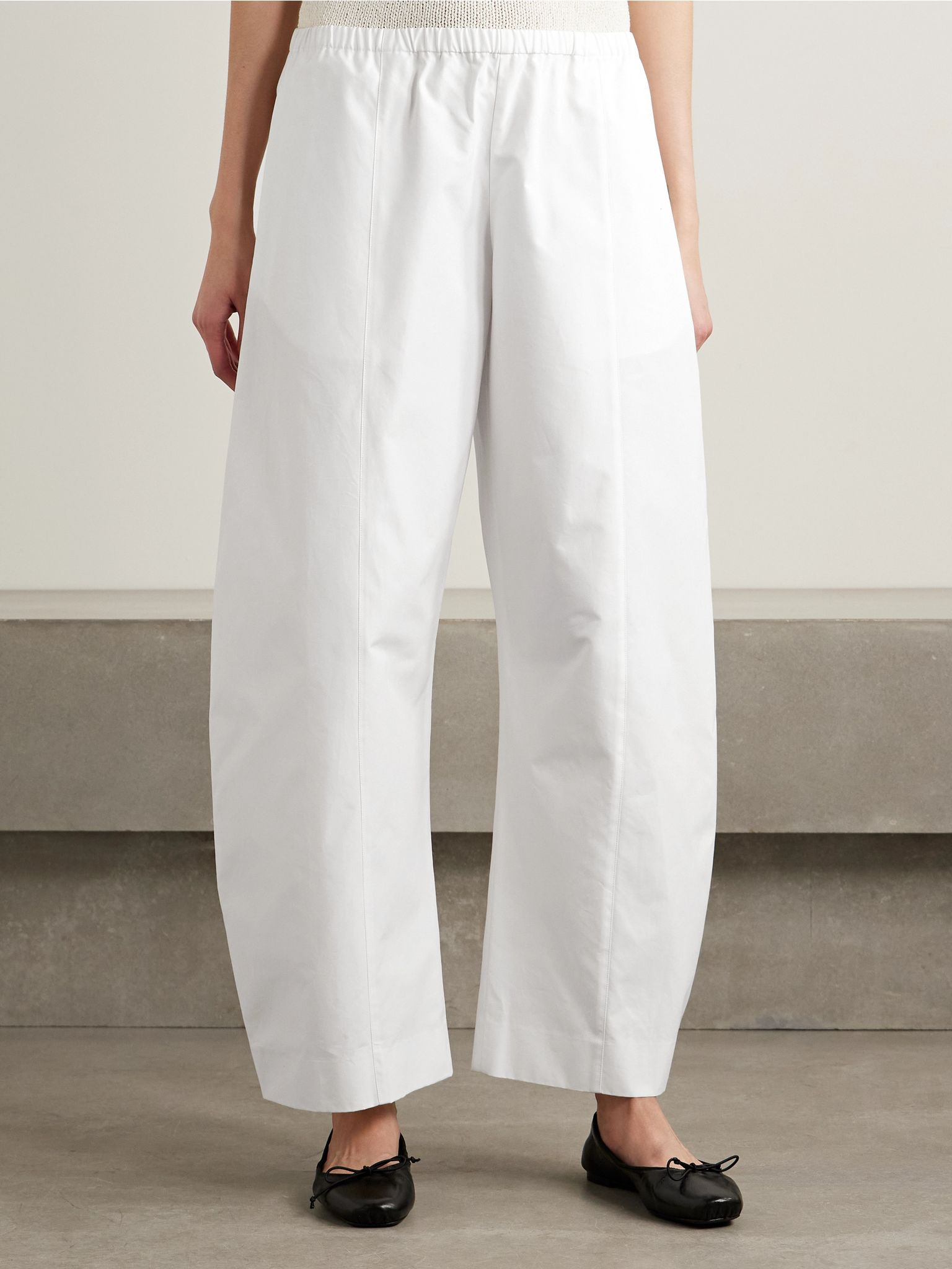 Clover cotton-poplin barrel-leg pants White - 3