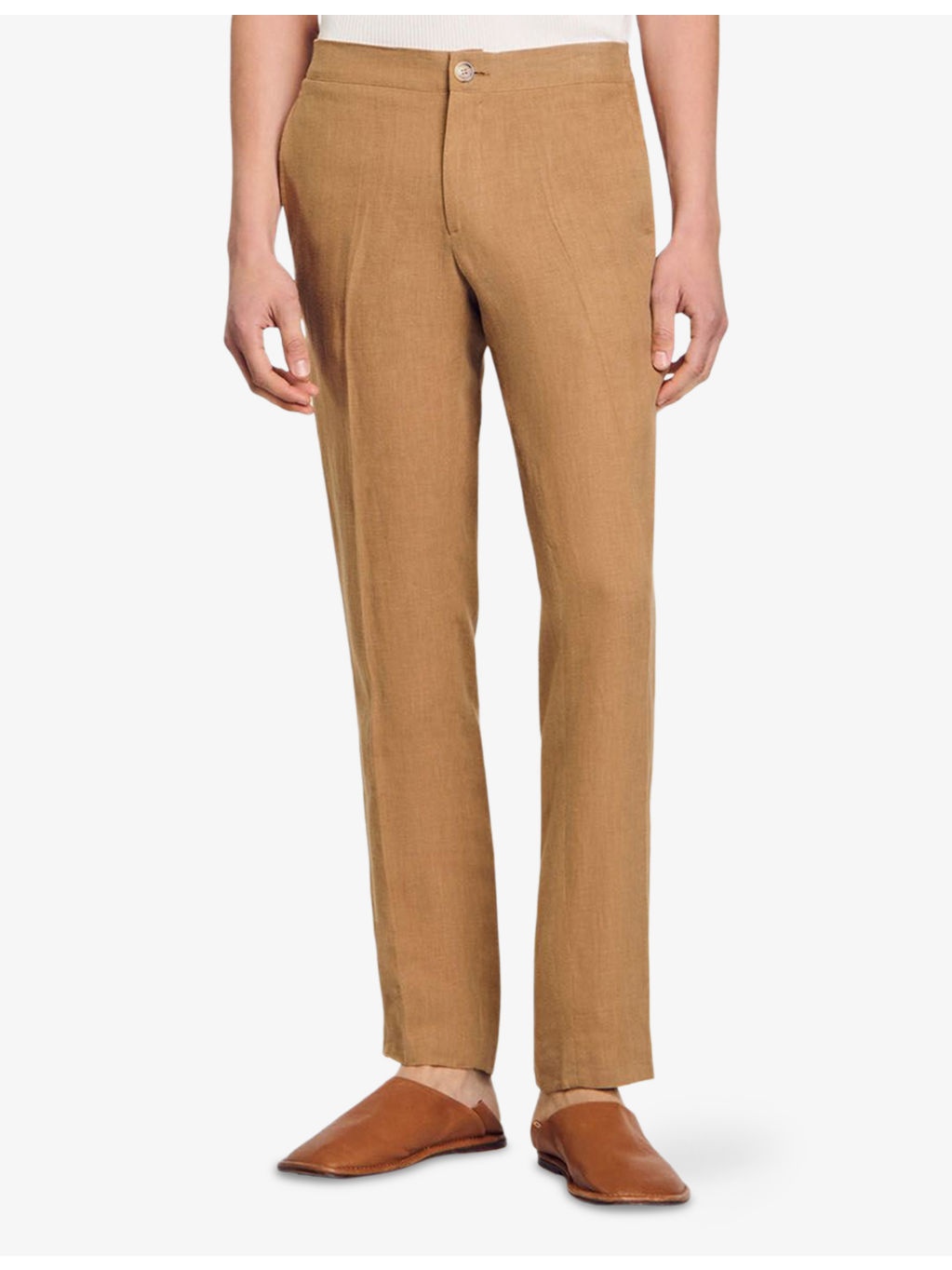 Elasticated-Waist Straight-Leg Linen Trousers - 3