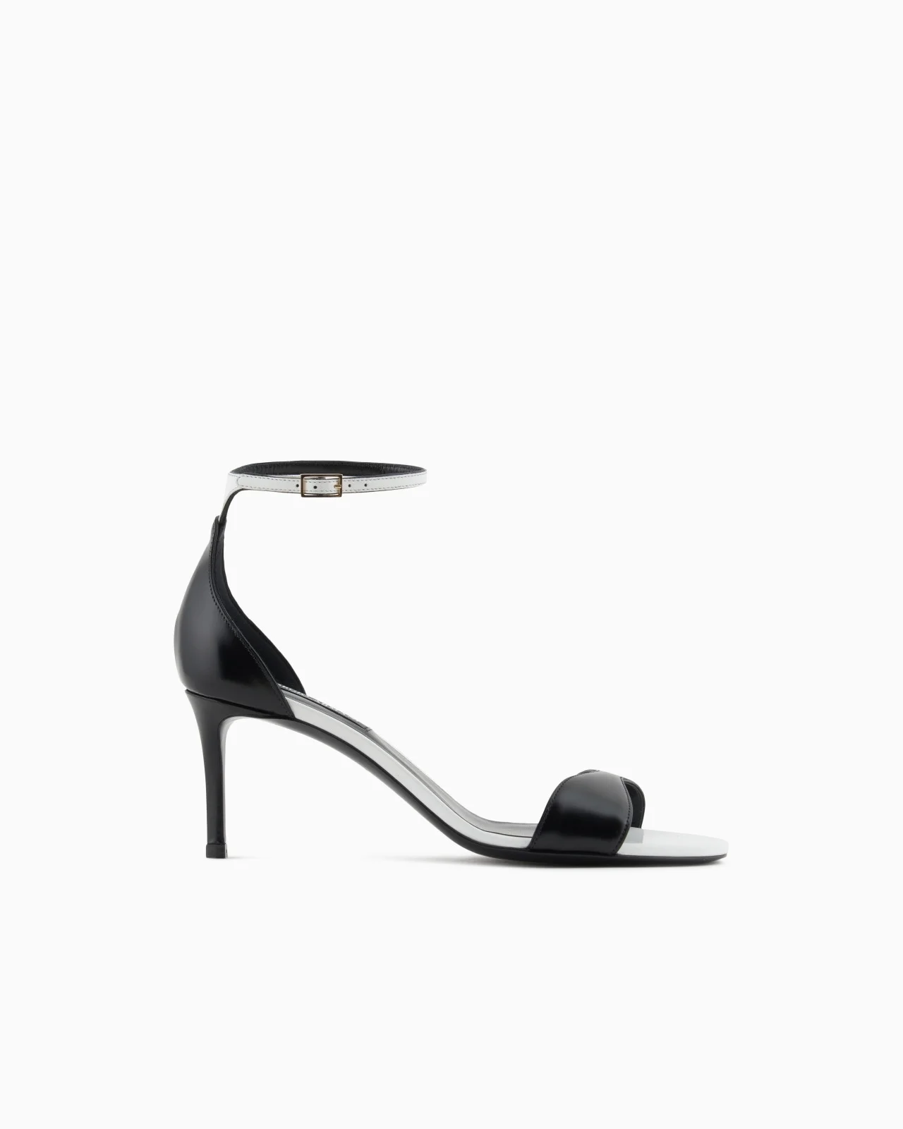 TWO-TONE BRUSHED LEATHER HEELED SANDALS - 1