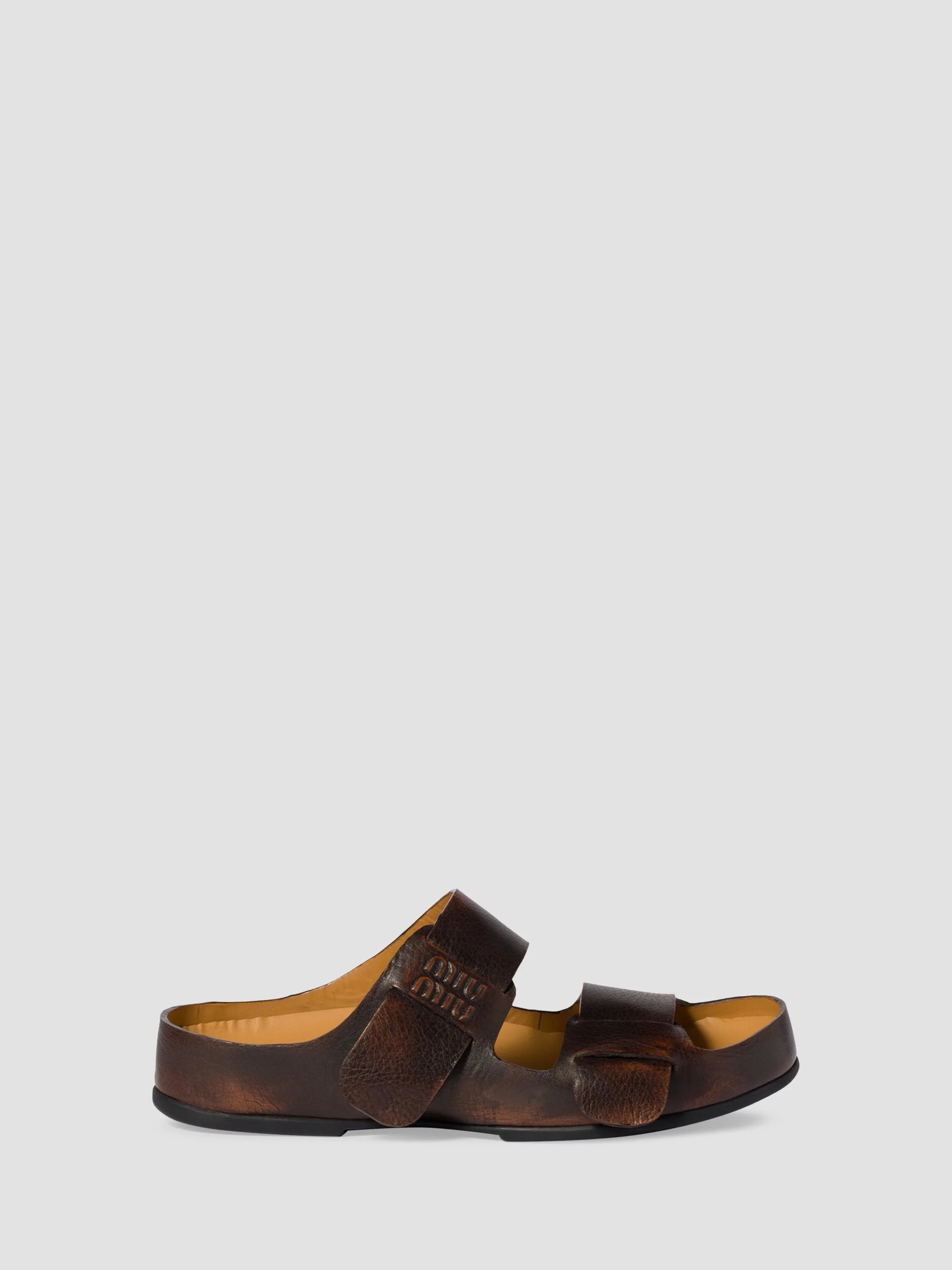 Women's Bleached Leather Sandals - Brown - 1