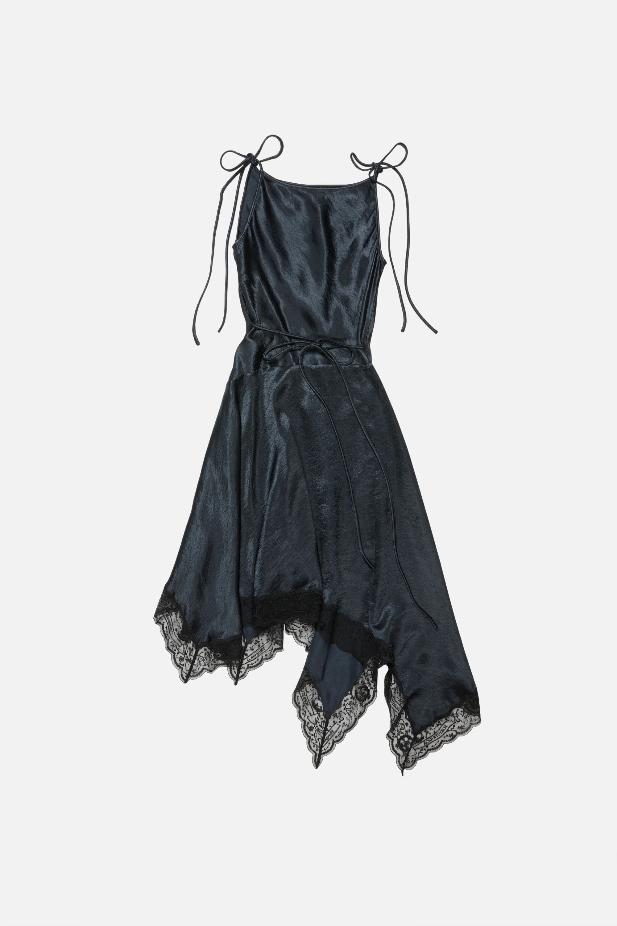 Satin lace dress - Petrol blue - 7