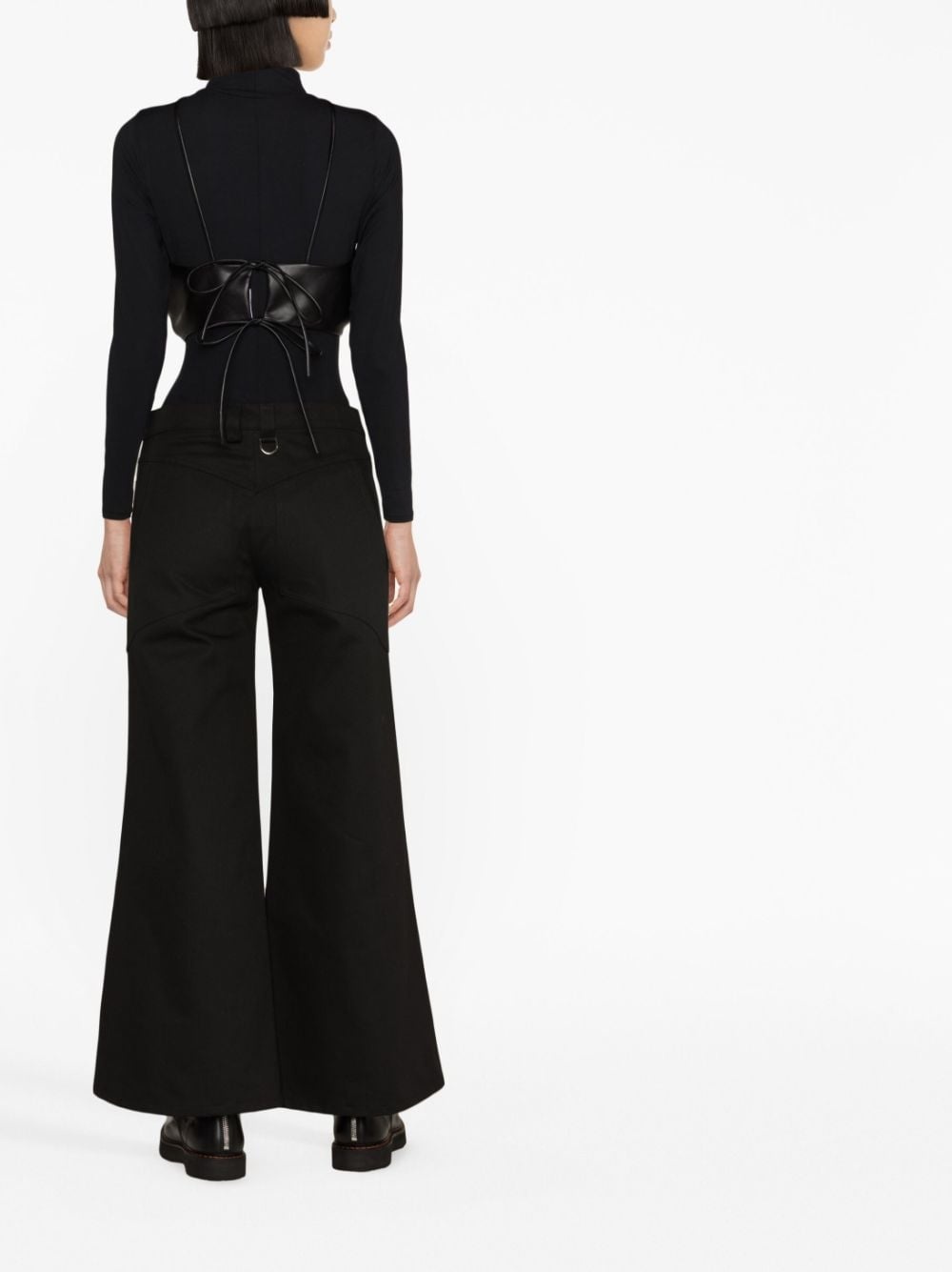 wide-leg cotton trousers - 4