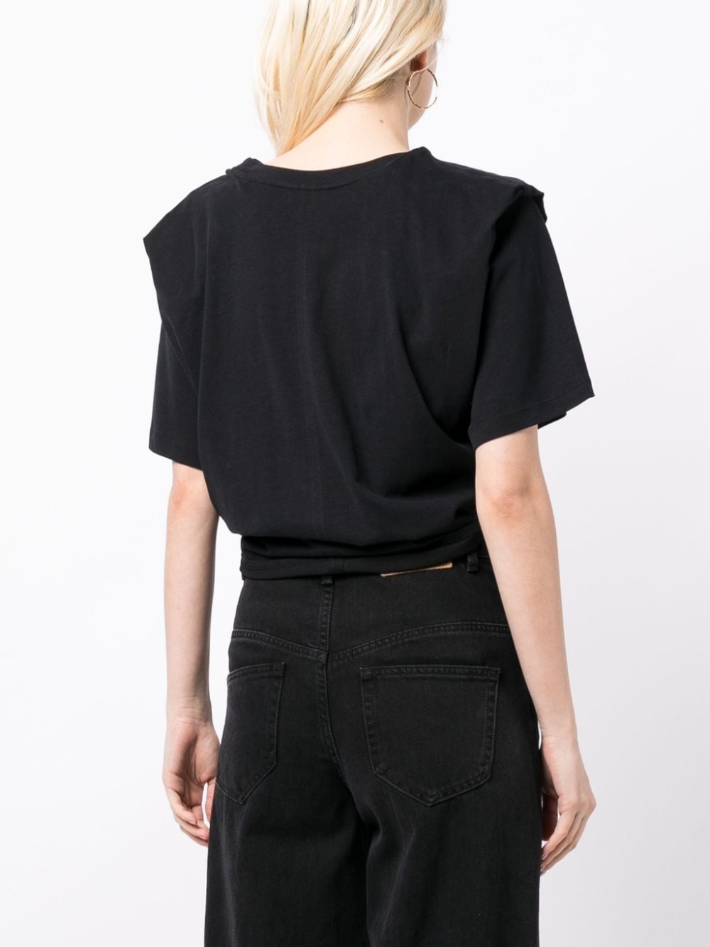 tie-fastening cotton T-shirt - 8