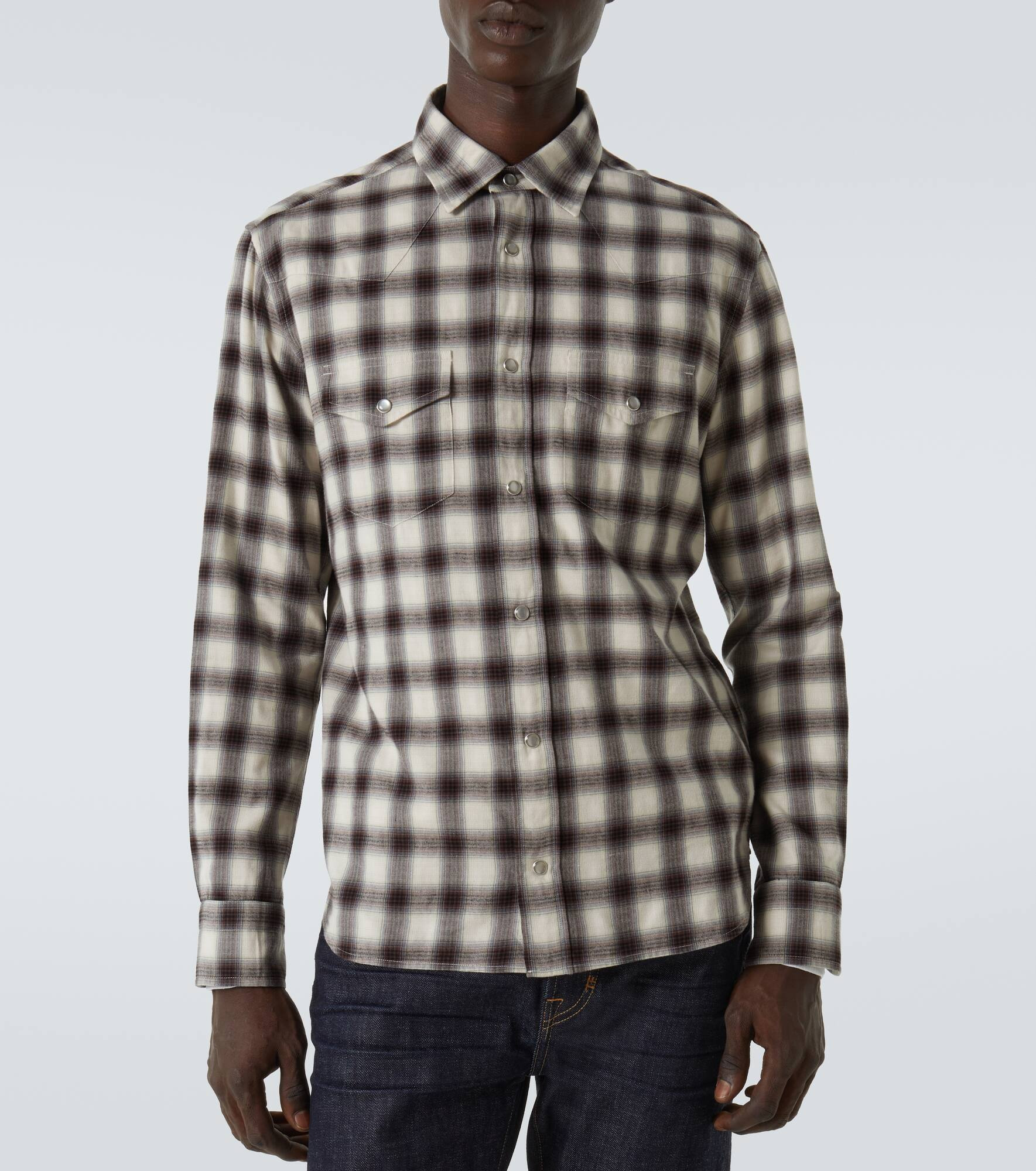 Checked cotton-blend shirt - 3