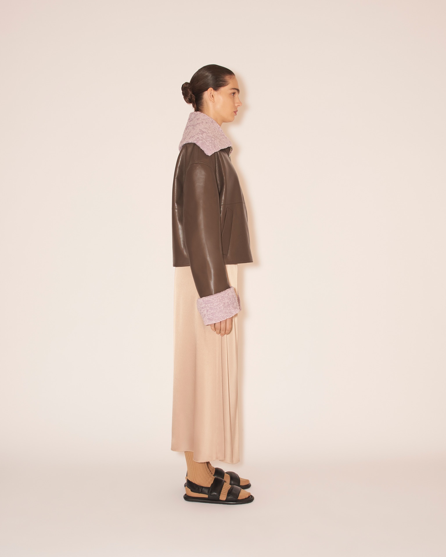 VERONA - Faux shearling jacket - Shiitake/lilac - 5