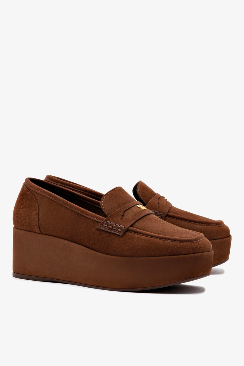 Suki Flatform Loafer In Burnt Umber Suede 3