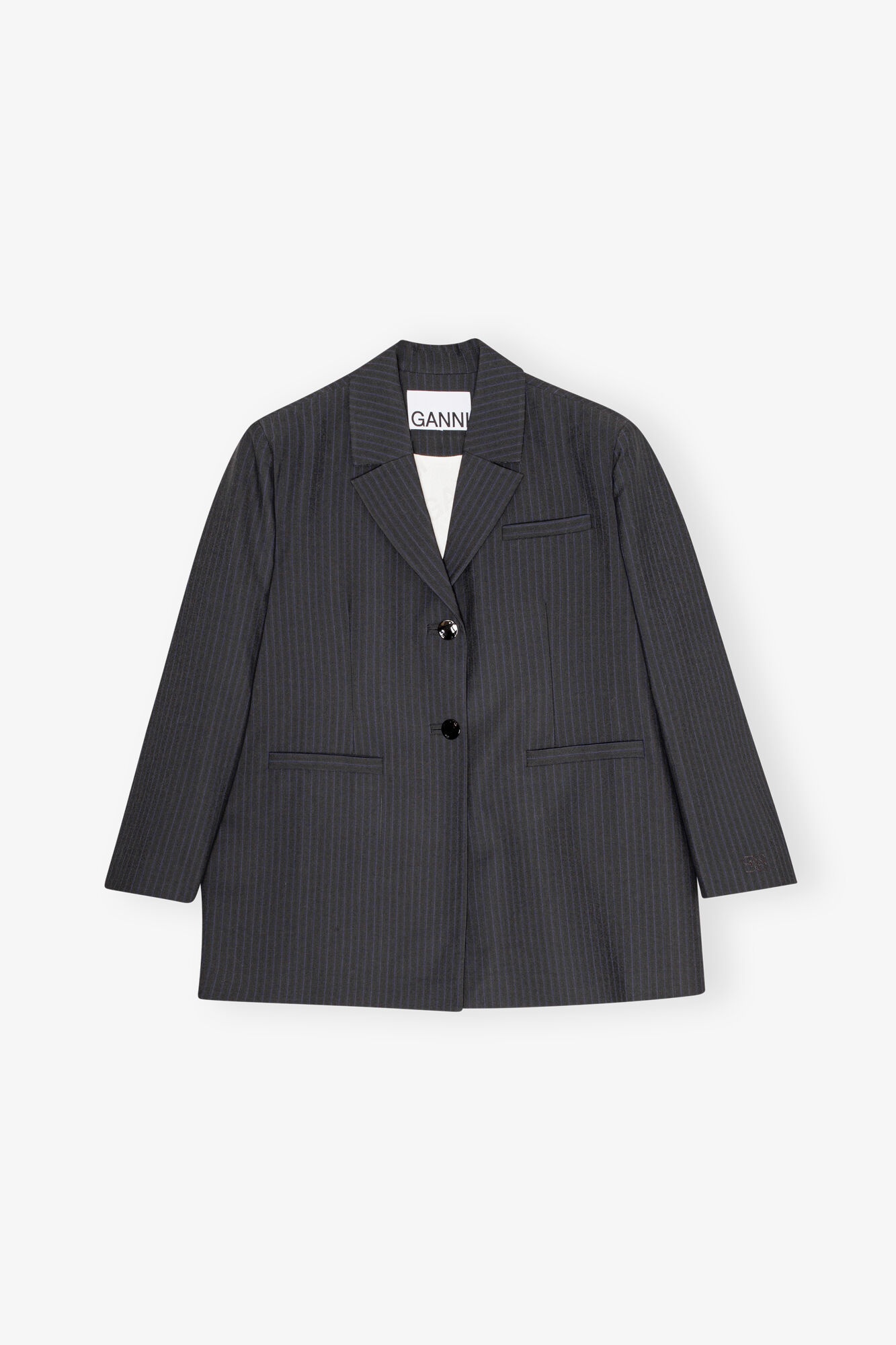 CHARCOAL STRIPE SUITING OVERSIZED BLAZER - 1