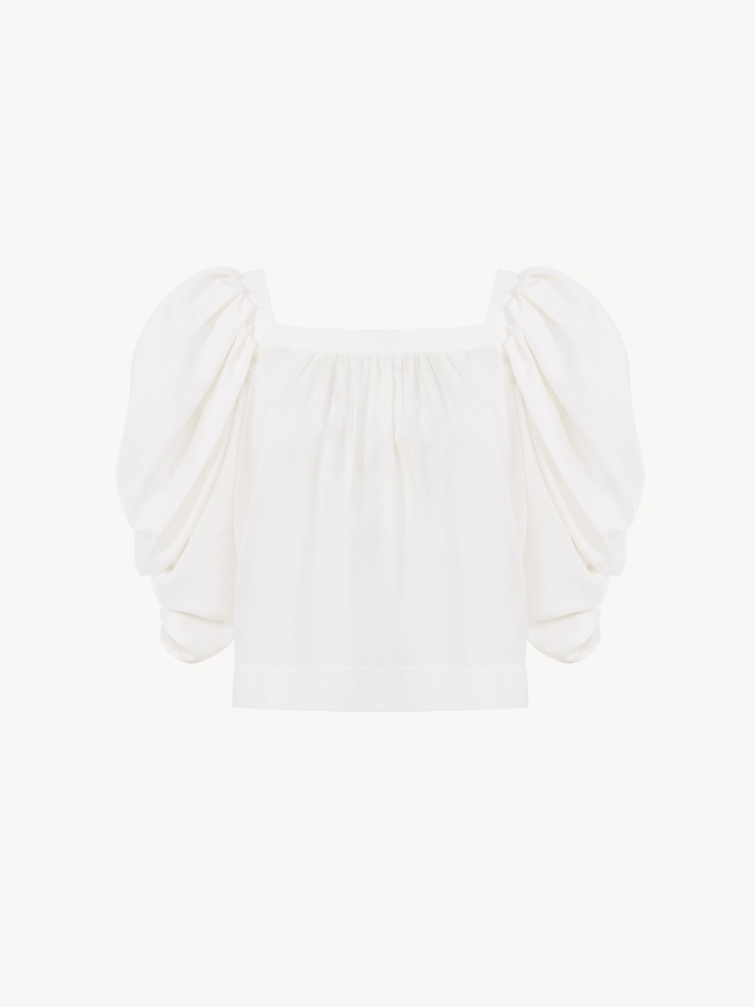 PUFF-SLEEVE PLEATED TOP IN SILK POPLIN - 2