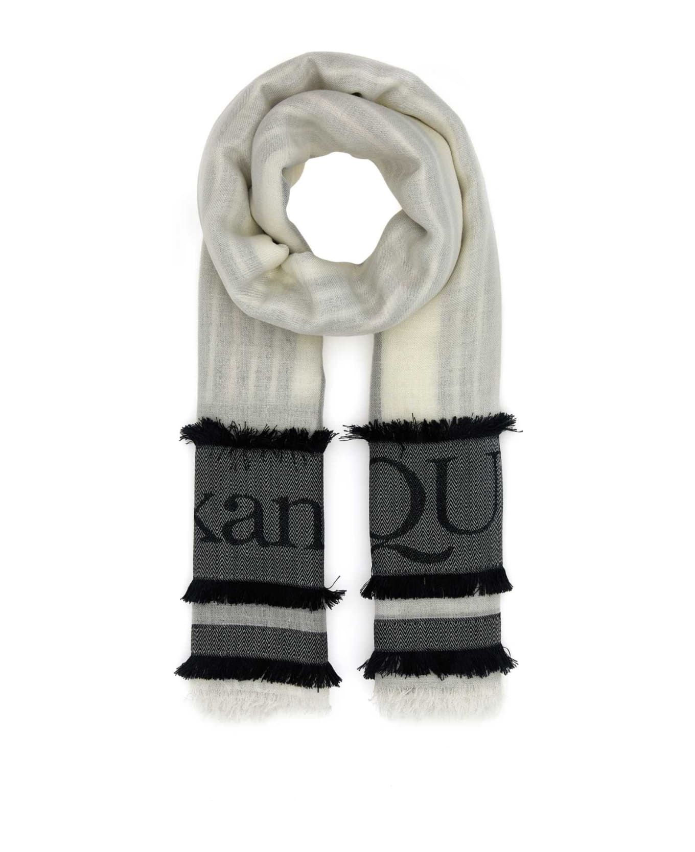 Ivory Wool Blend Foulard - 1