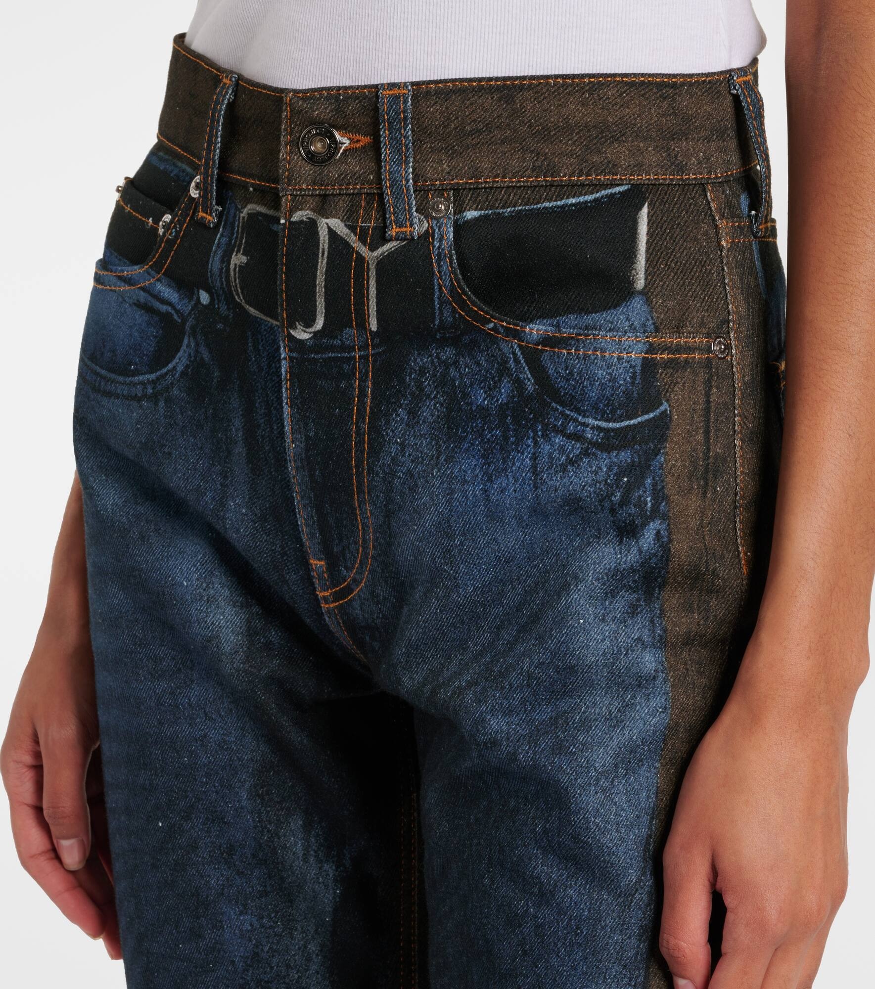 Printed straight jeans - 6