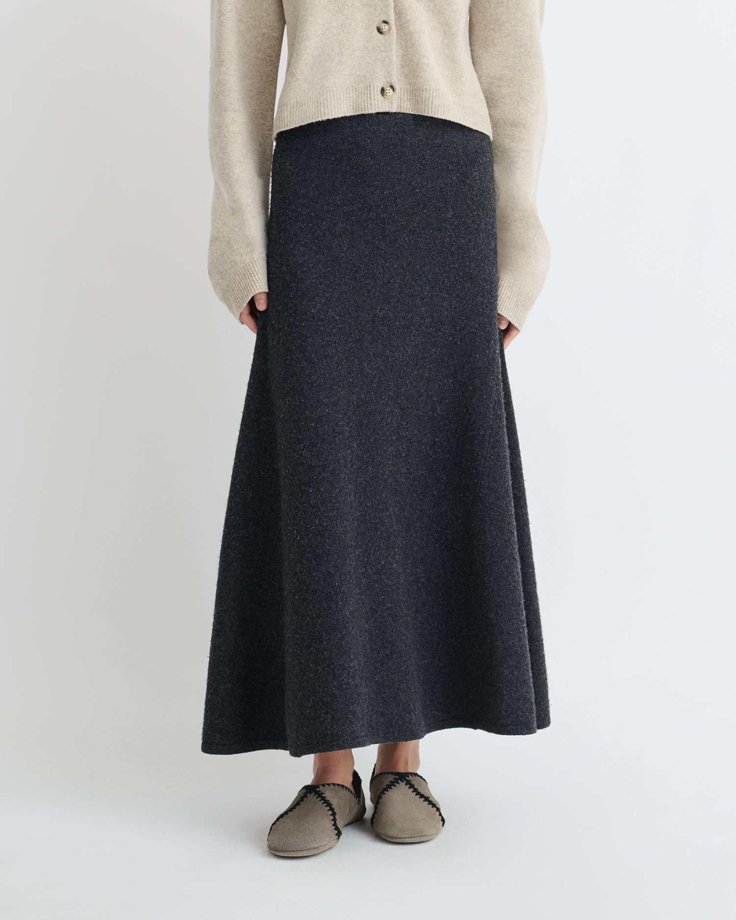 Overwashed Merino Mid-Length Skirt - 4