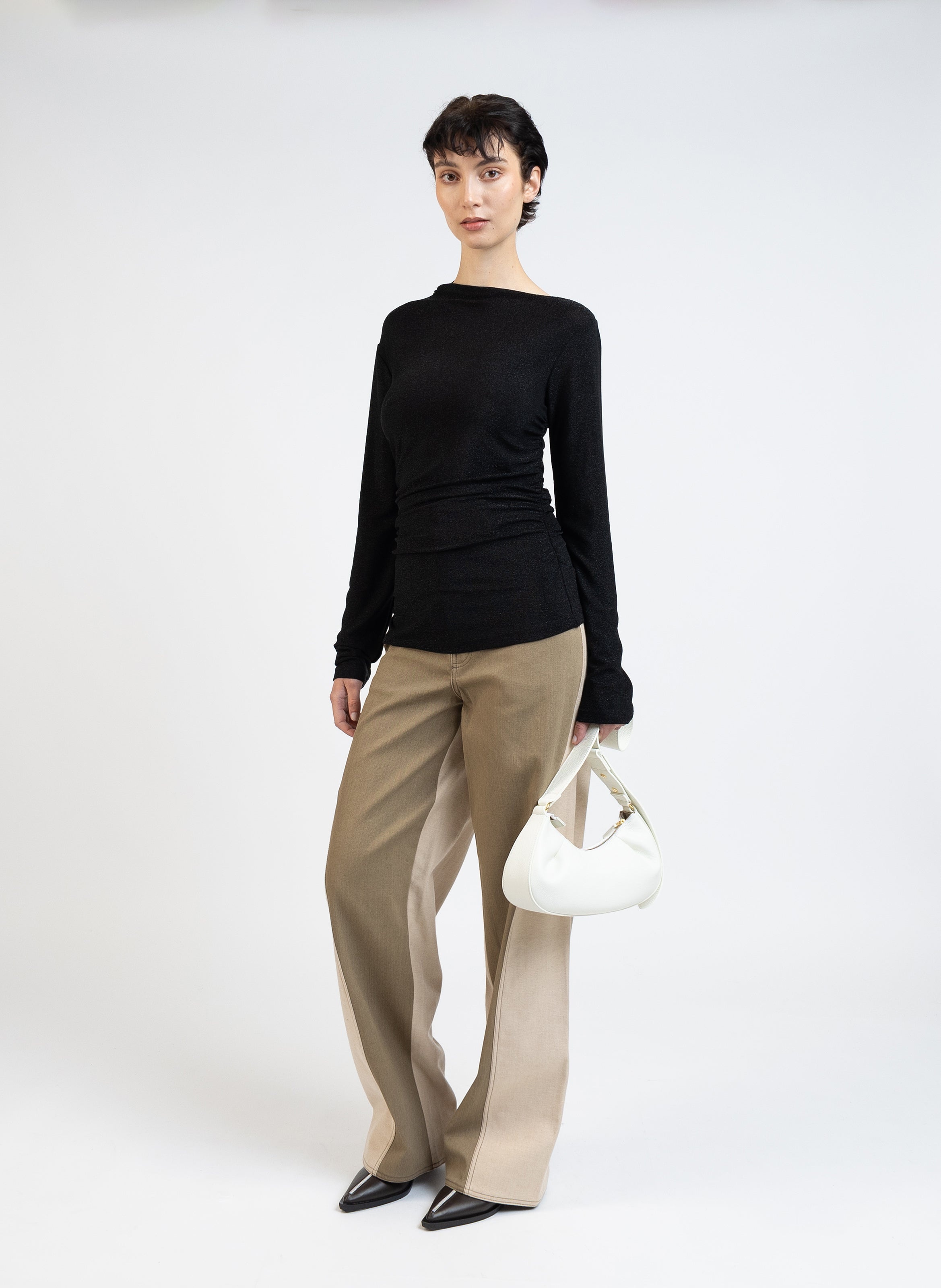 Draped Jersey Top/Black - 3